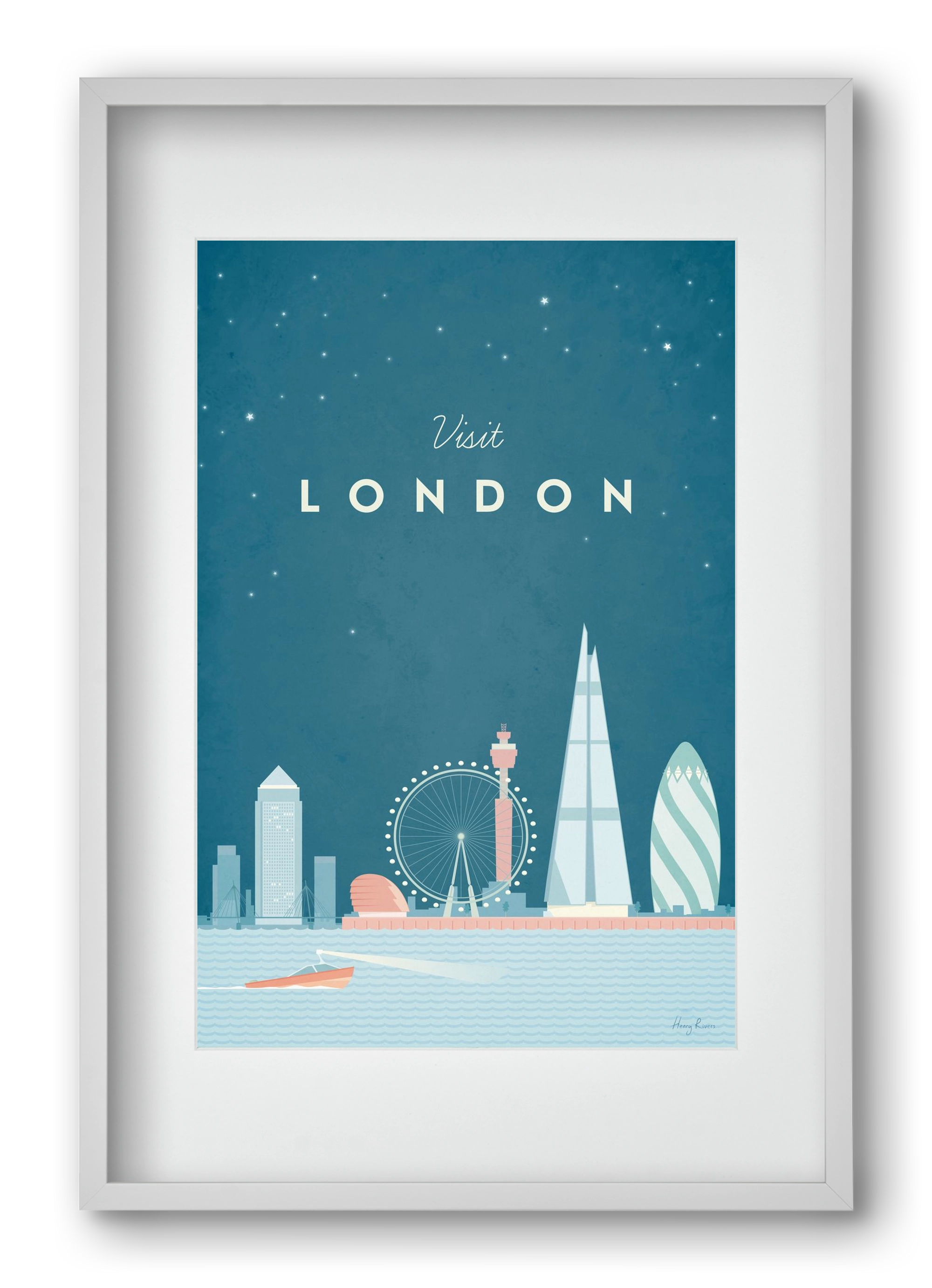 London Travel Poster, 40x60 cm (30x45 cm), Fehér keret, paszpartuval