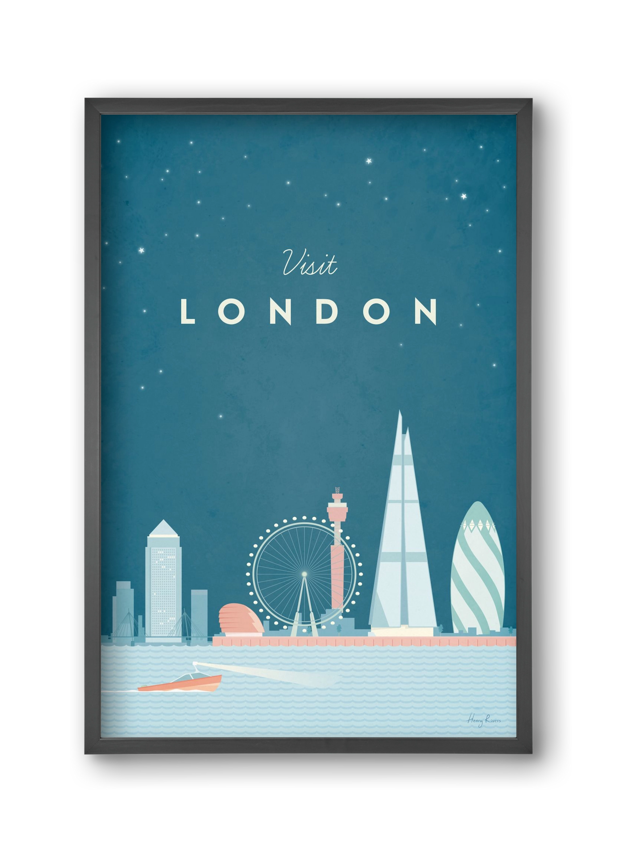 London Travel Poster, 30x45 cm (30x45 cm), Fekete keret