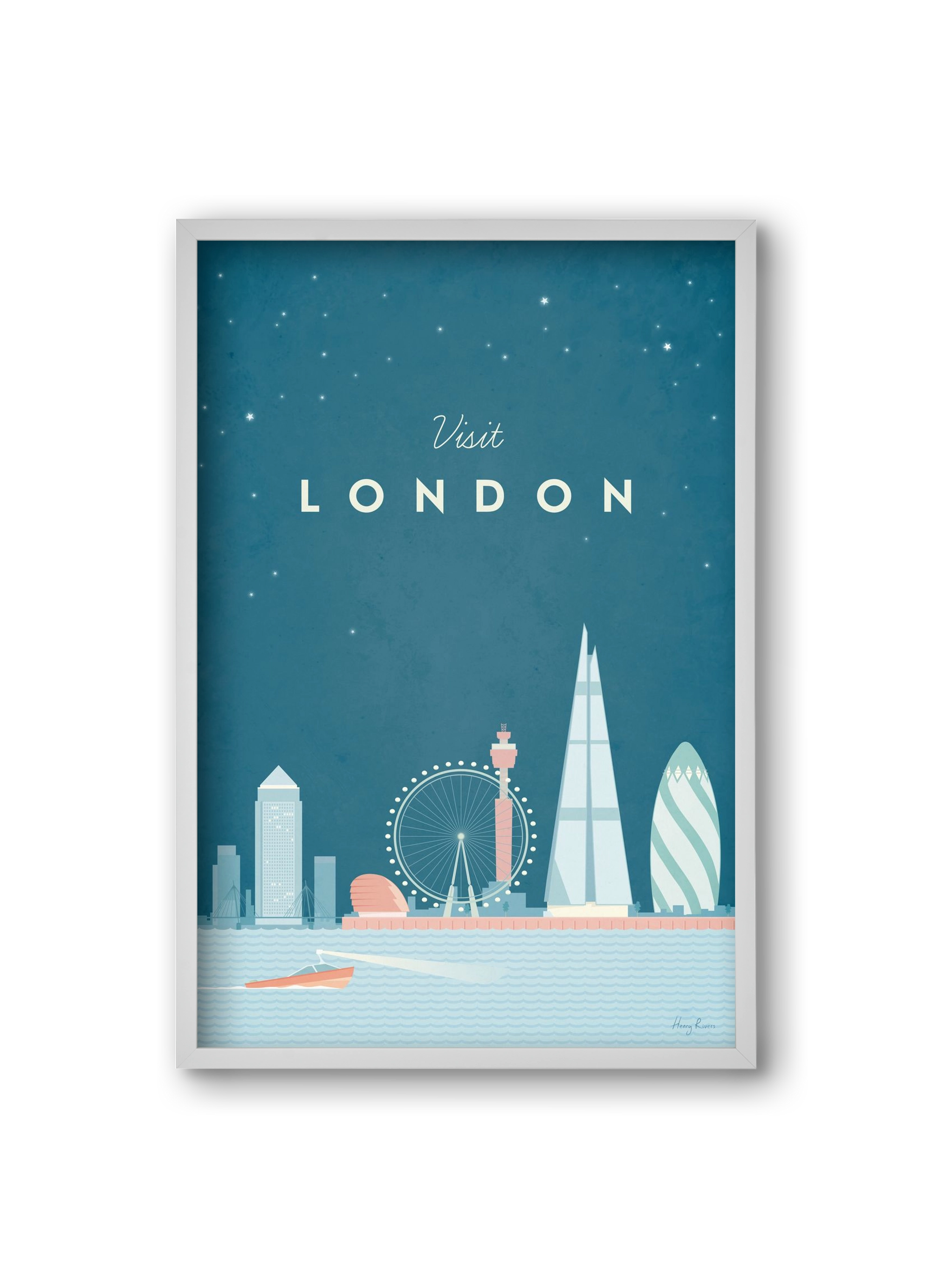 London Travel Poster, 20x30 cm (20x30 cm), Fehér keret