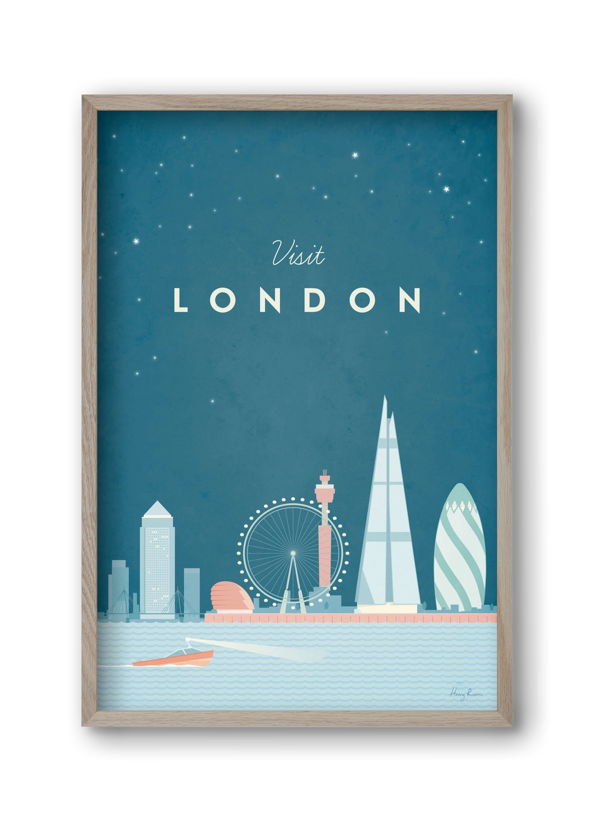 London Travel Poster, 30x45 cm (30x45 cm), Tölgy keret