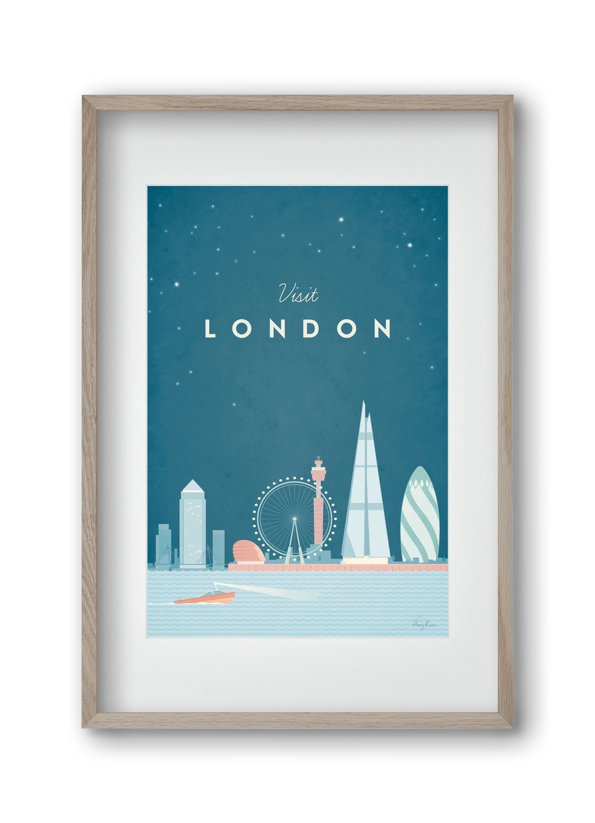 London Travel Poster, 30x45 cm (20x30 cm), Tölgy keret, paszpartuval