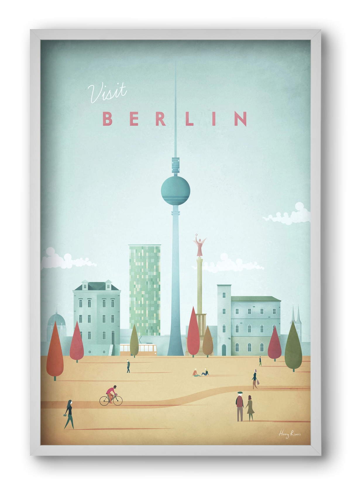 Berlin Travel Poster, 40x60 cm (40x60 cm), Fehér keret