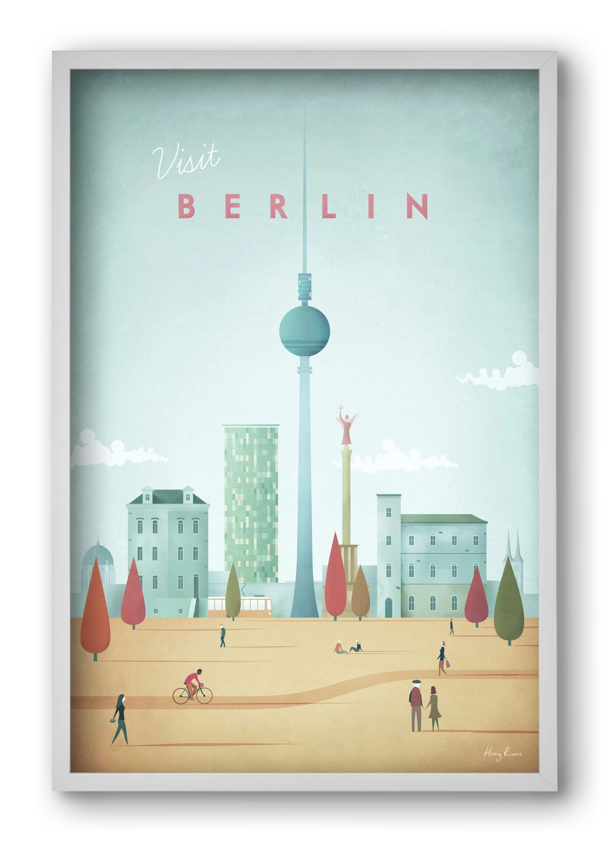 Berlin Travel Poster, 40x60 cm (40x60 cm), Fehér keret