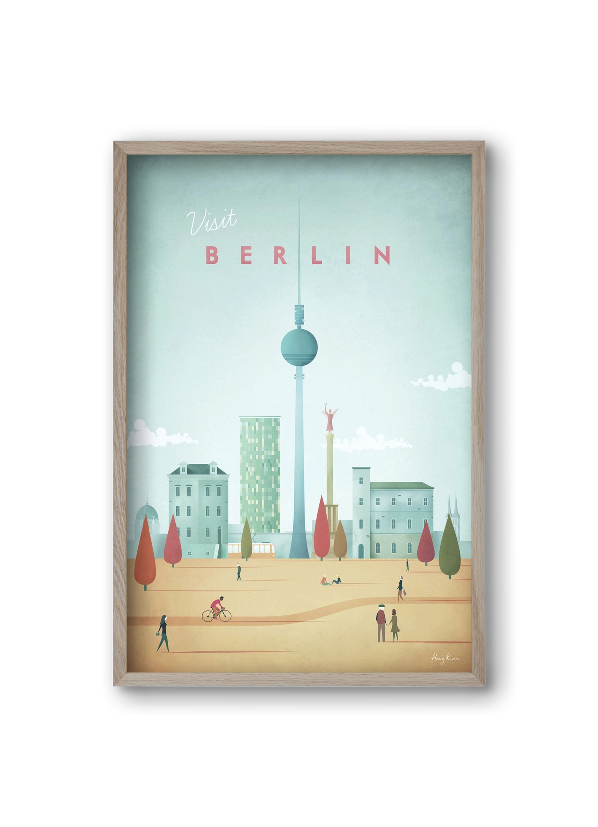Berlin Travel Poster, 20x30 cm (20x30 cm), Tölgy keret