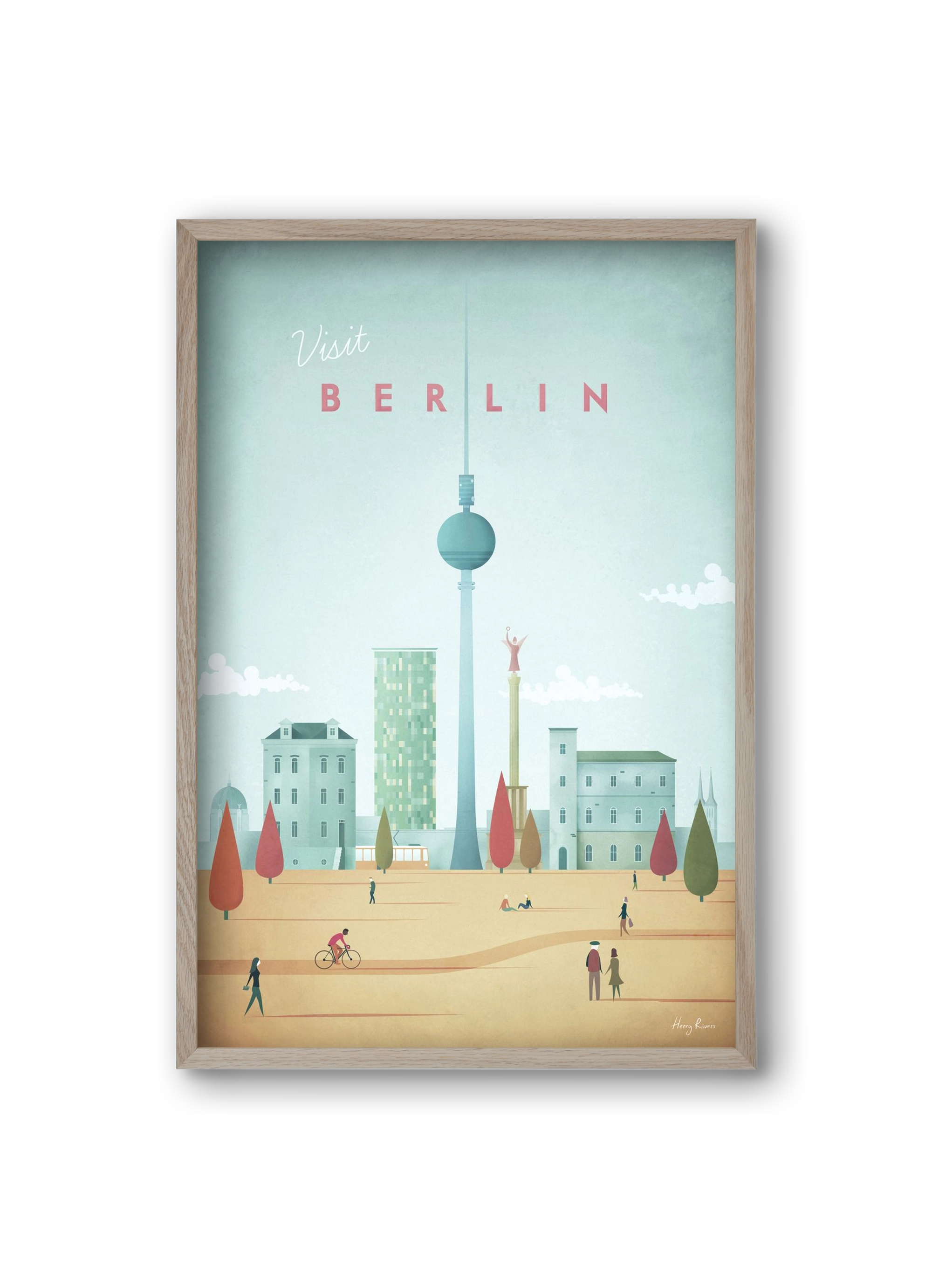 Berlin Travel Poster, 20x30 cm (20x30 cm), Tölgy keret