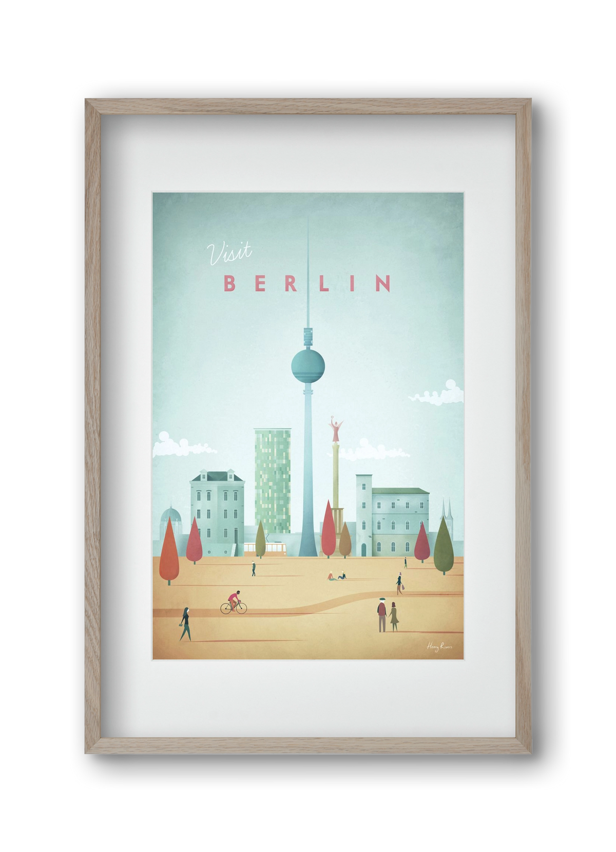 Berlin Travel Poster, 30x45 cm (20x30 cm), Tölgy keret, paszpartuval