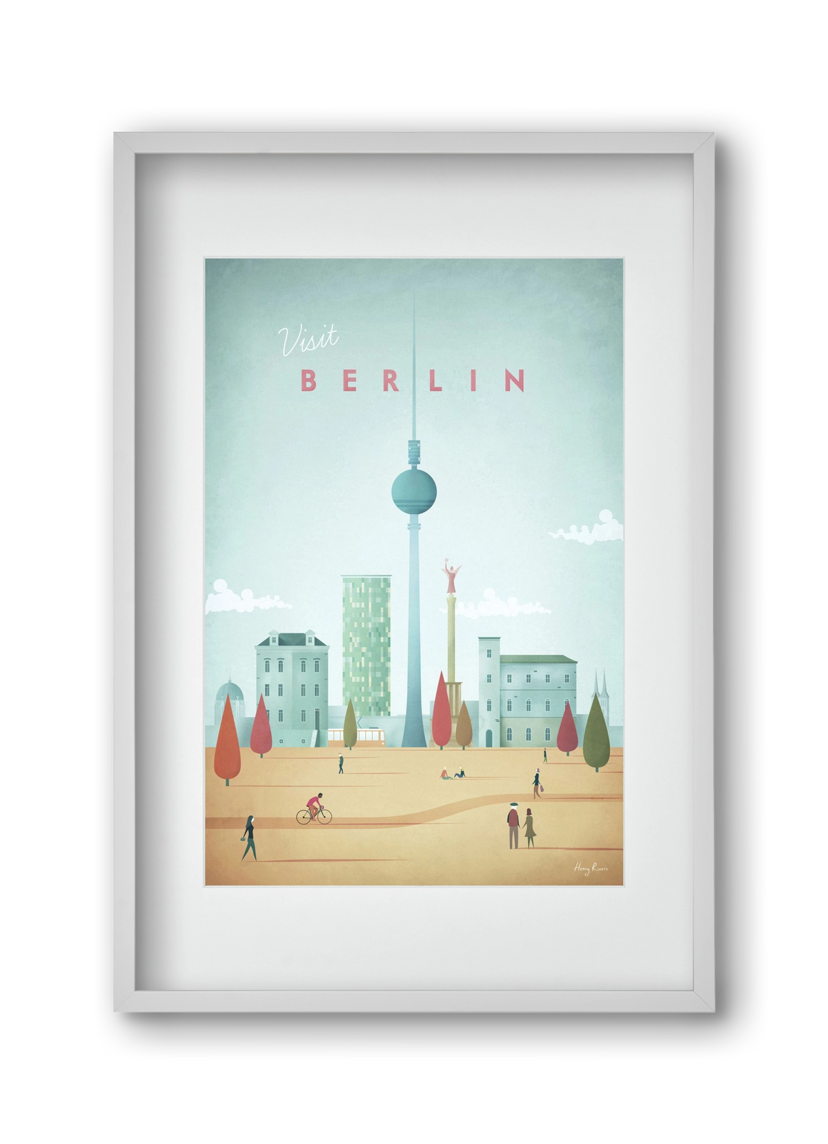 Berlin Travel Poster, 30x45 cm (20x30 cm), Fehér keret, paszpartuval