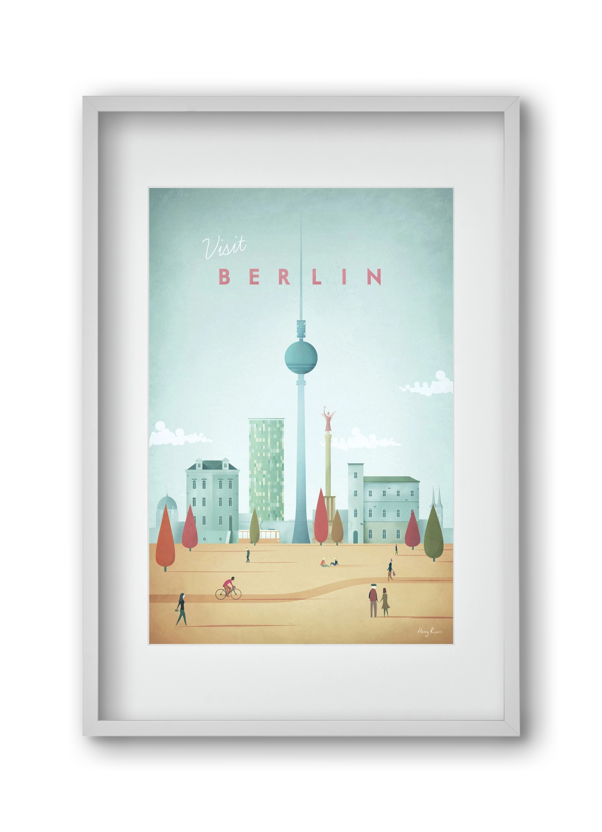 Berlin Travel Poster, 30x45 cm (20x30 cm), Fehér keret, paszpartuval