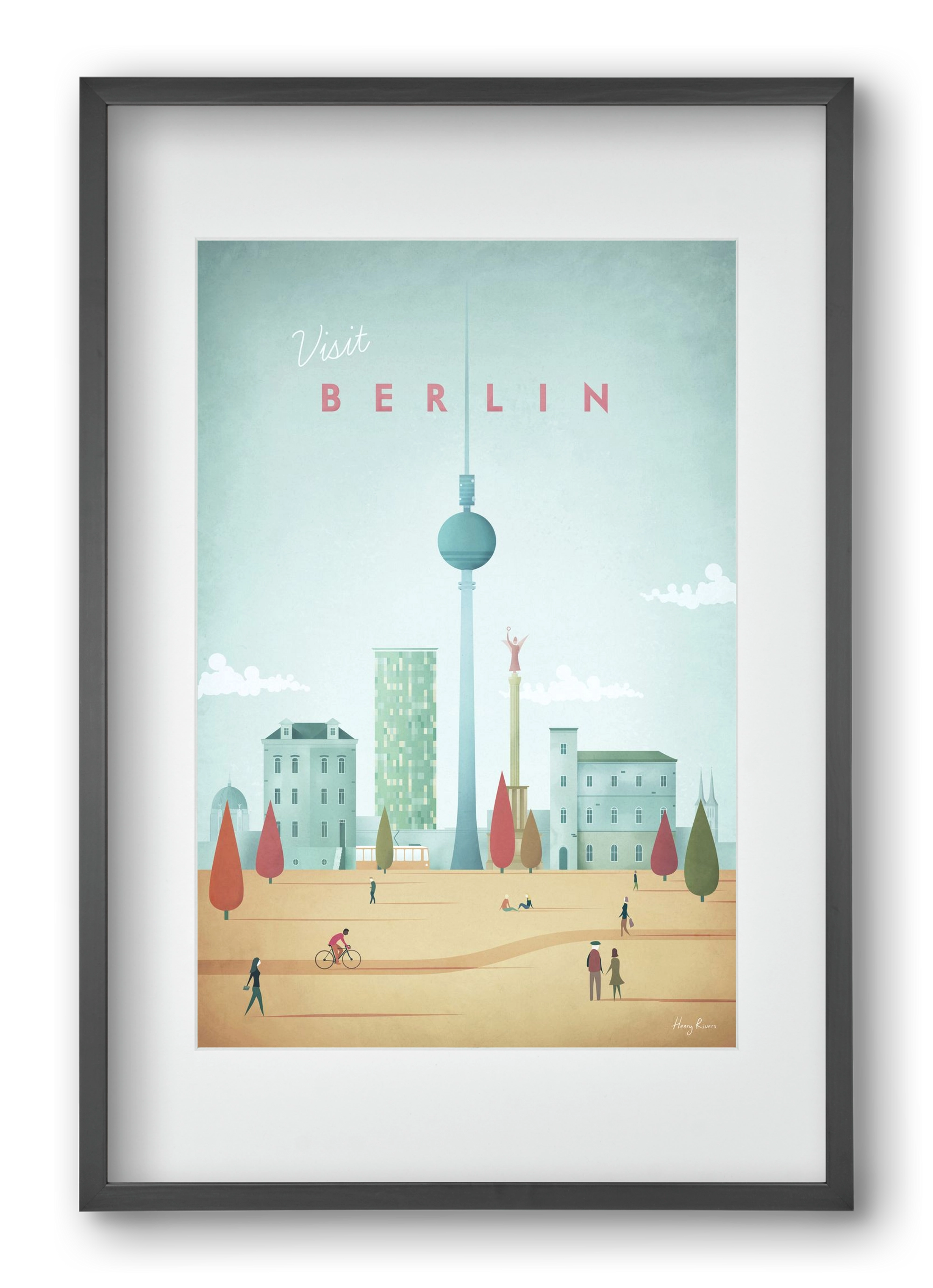 Berlin Travel Poster, 40x60 cm (30x45 cm), Fekete keret, paszpartuval