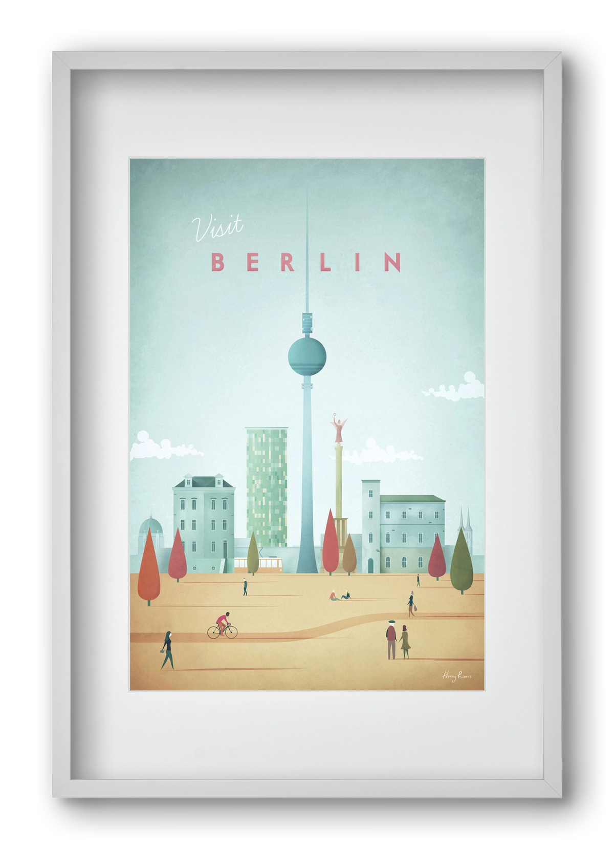 Berlin Travel Poster, 40x60 cm (30x45 cm), Fehér keret, paszpartuval