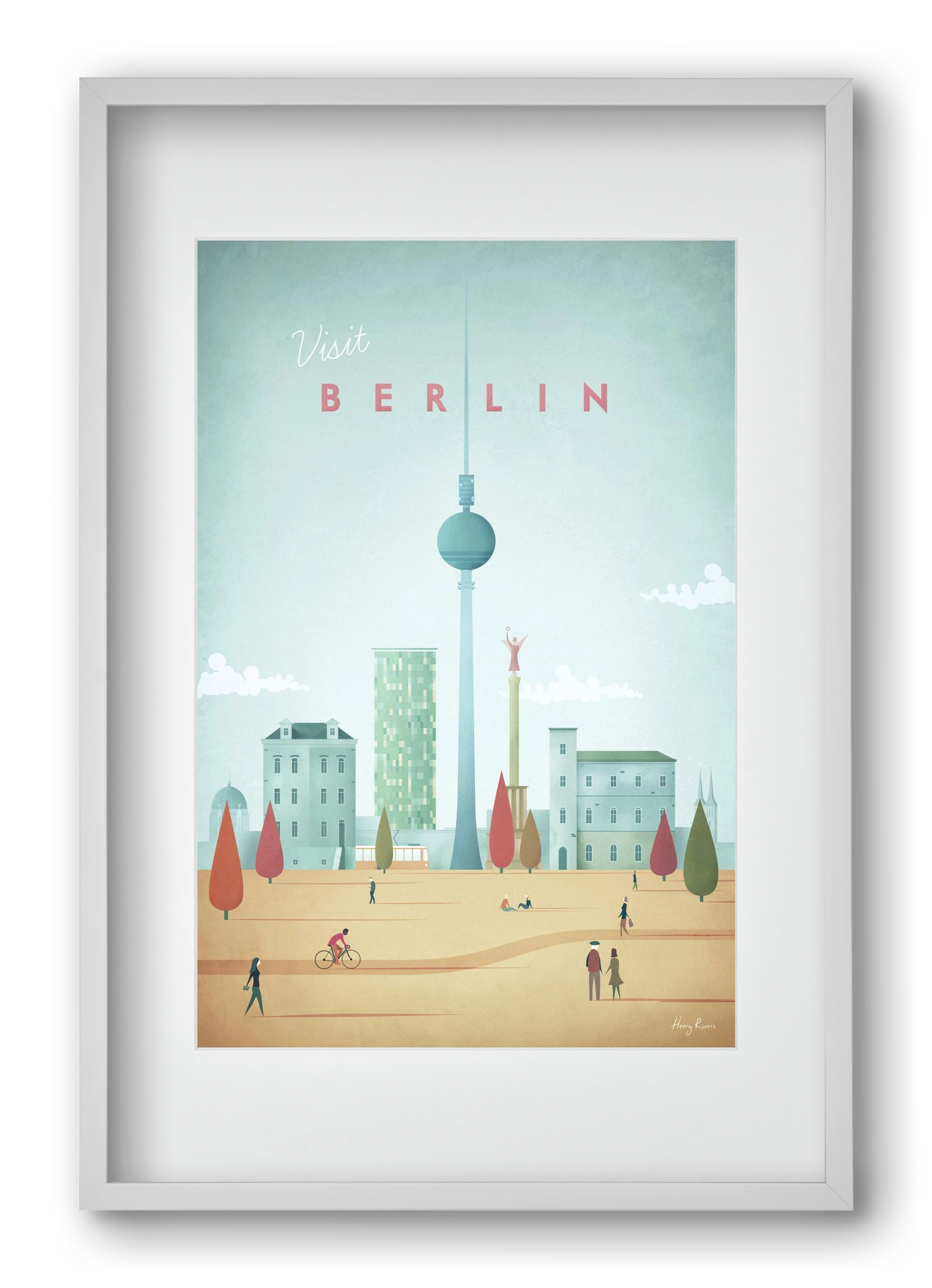 Berlin Travel Poster, 40x60 cm (30x45 cm), Fehér keret, paszpartuval