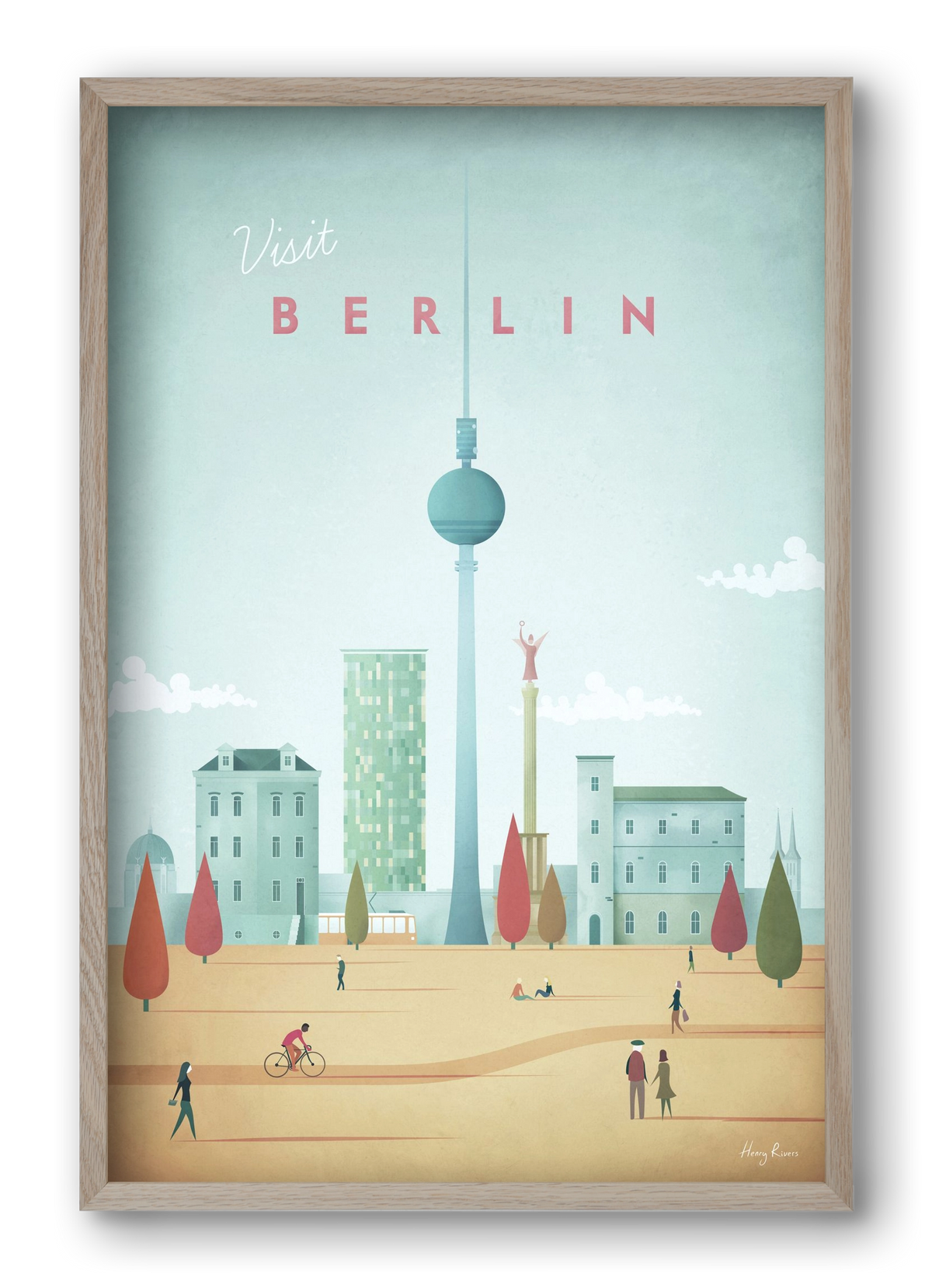 Berlin Travel Poster, 40x60 cm (40x60 cm), Tölgy keret