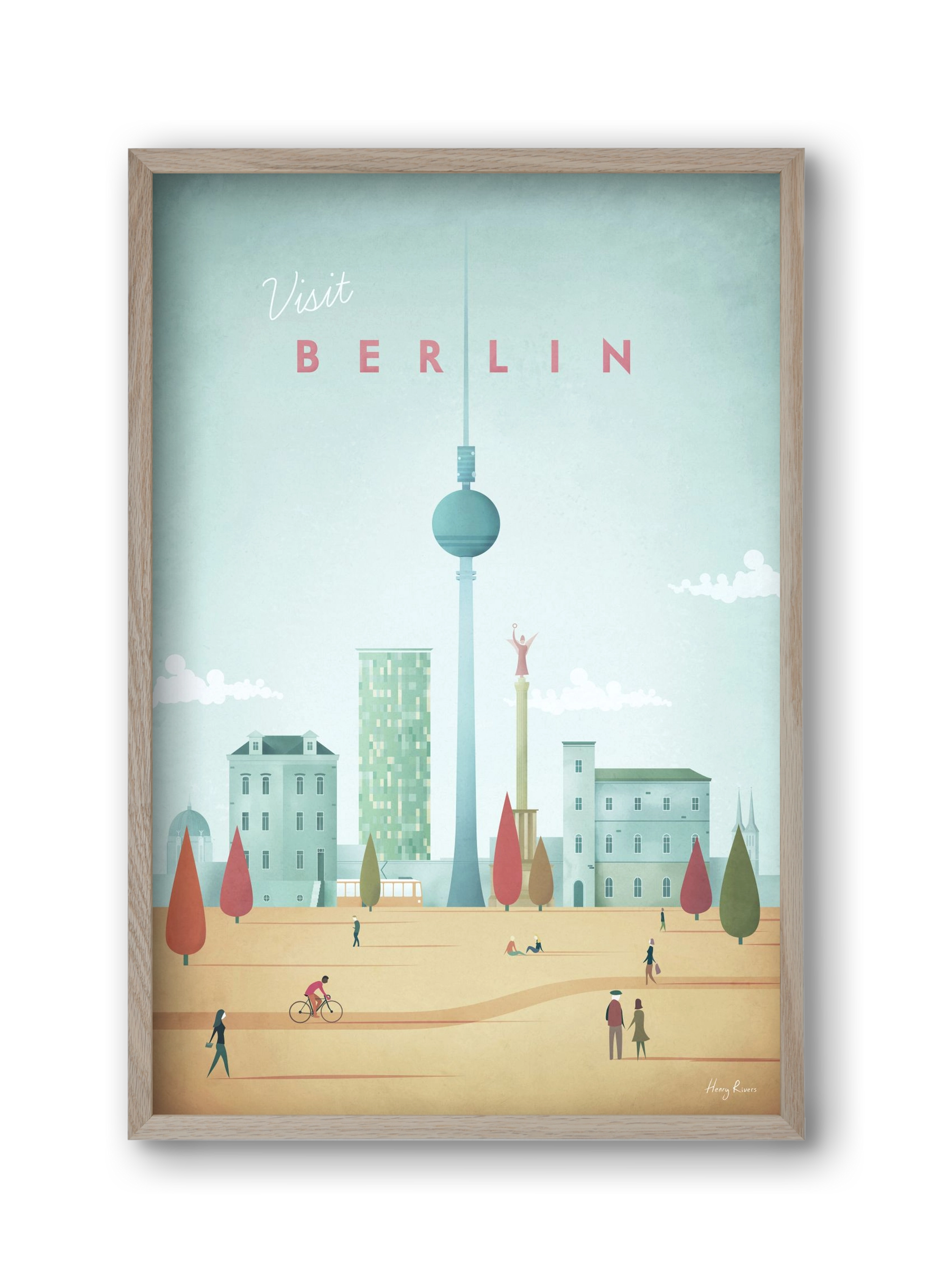 Berlin Travel Poster, 30x45 cm (30x45 cm), Tölgy keret