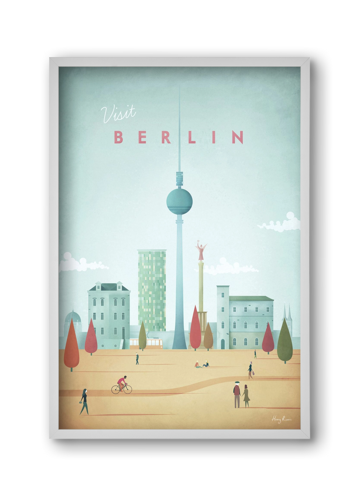 Berlin Travel Poster, 30x45 cm (30x45 cm), Fehér keret