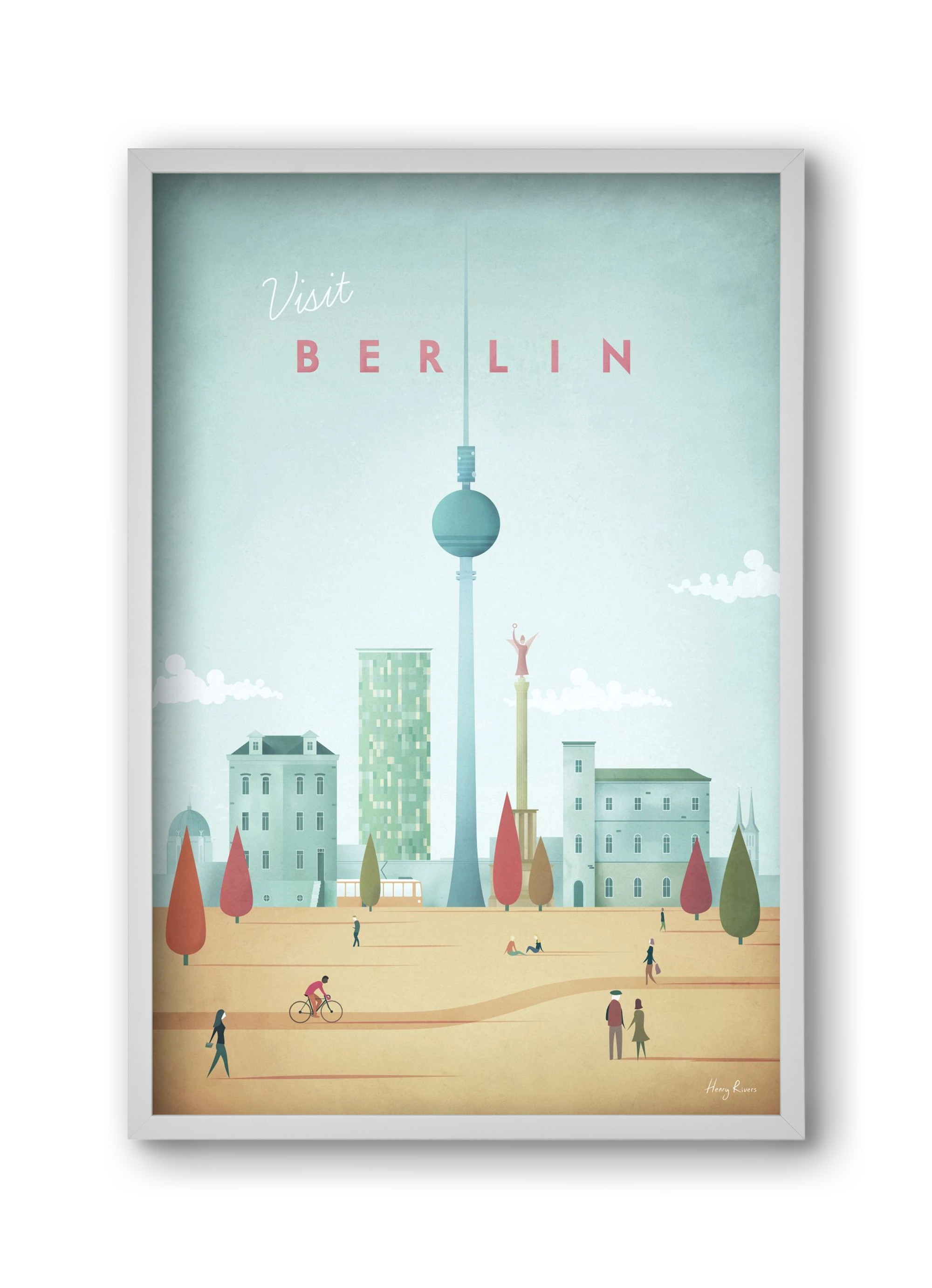 Berlin Travel Poster, 30x45 cm (30x45 cm), Fehér keret