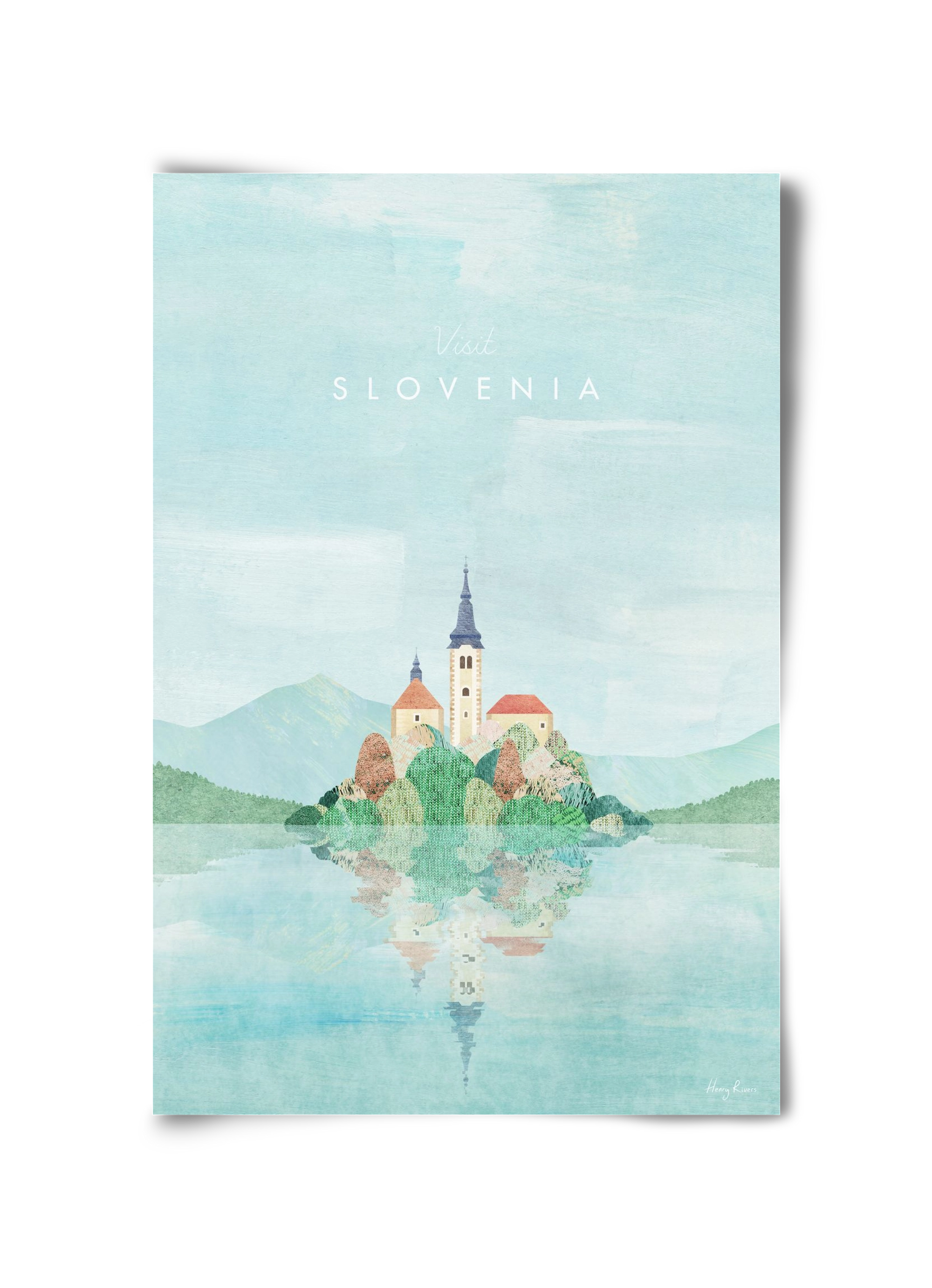 Lake Bled, Slovenia Travel Poster, 30x45 cm, Keret nélkül