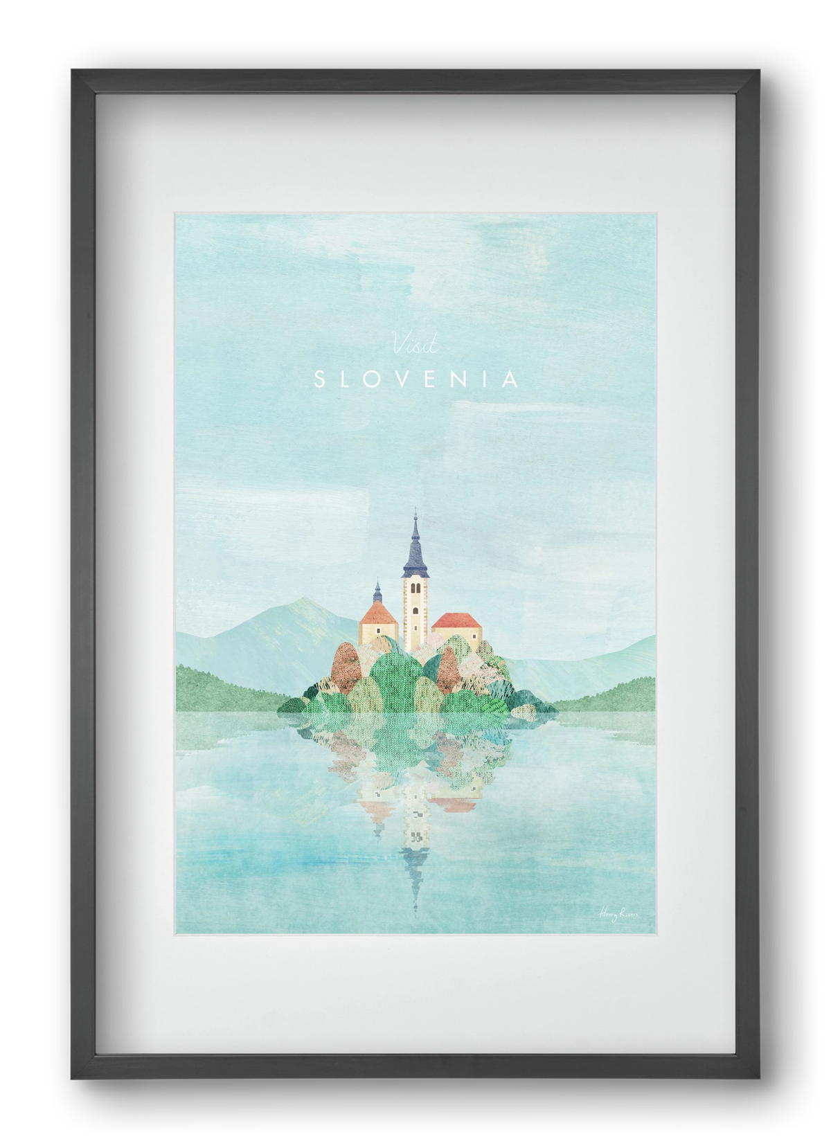 Lake Bled, Slovenia Travel Poster, 40x60 cm (30x45 cm), Fekete keret, paszpartuval