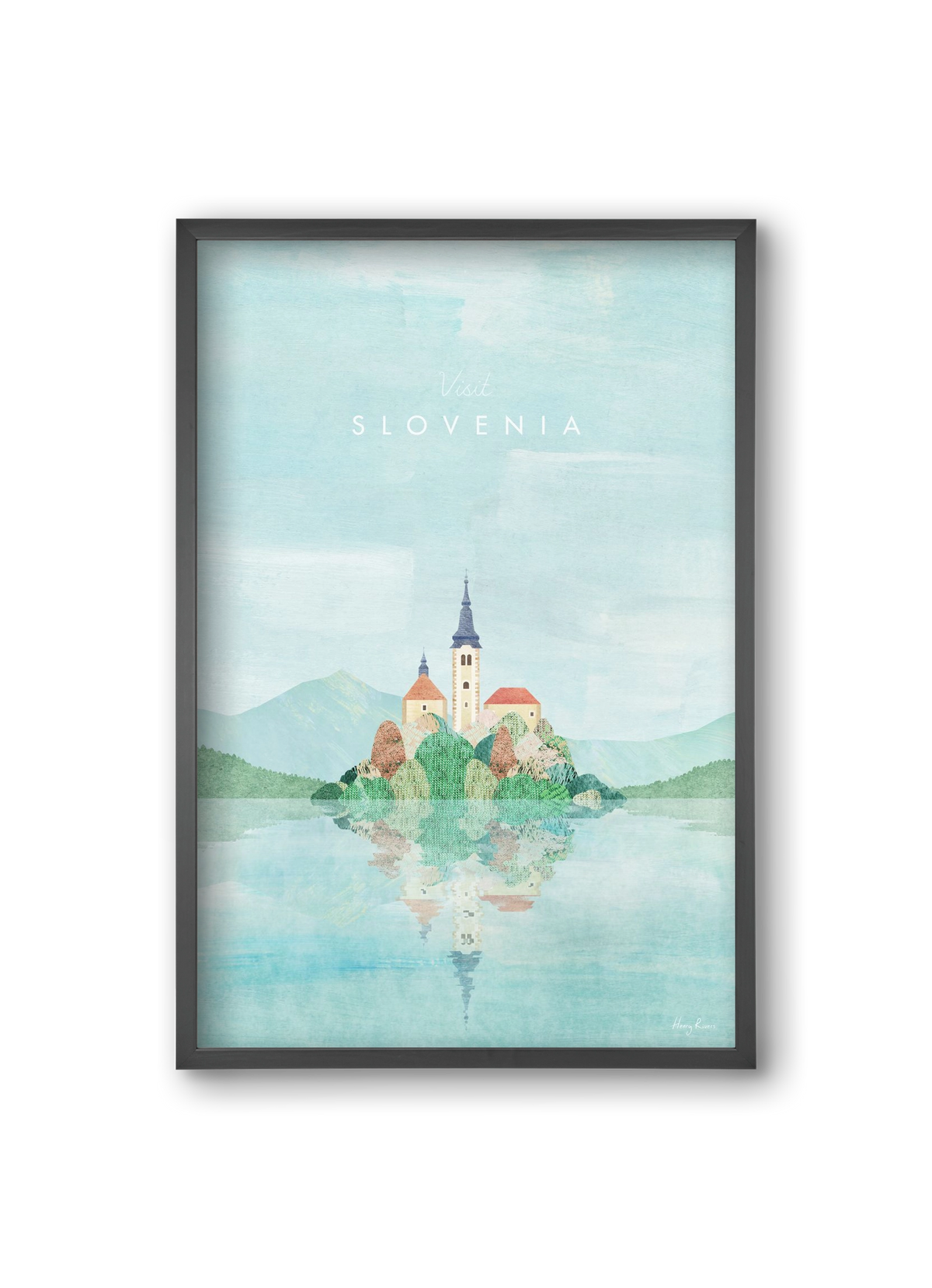 Lake Bled, Slovenia Travel Poster, 20x30 cm (20x30 cm), Fekete keret