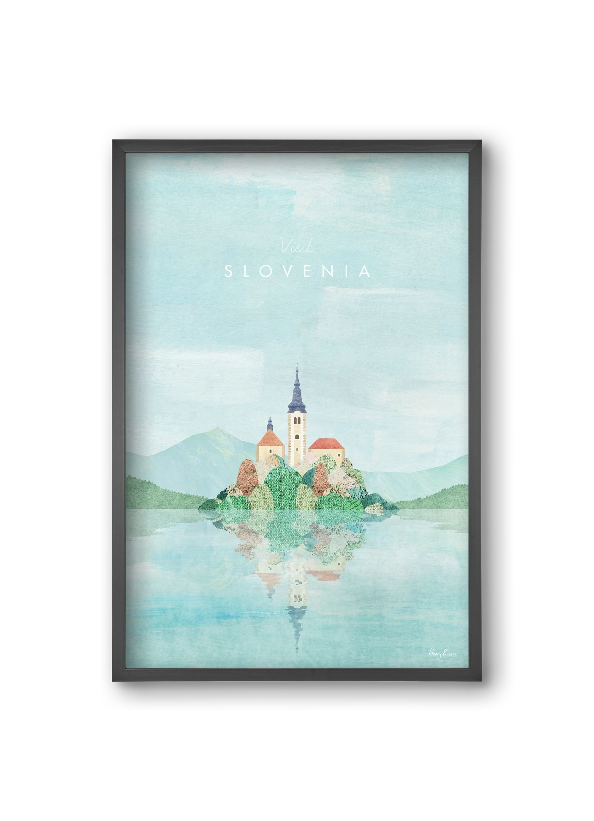 Lake Bled, Slovenia Travel Poster, 20x30 cm (20x30 cm), Fekete keret