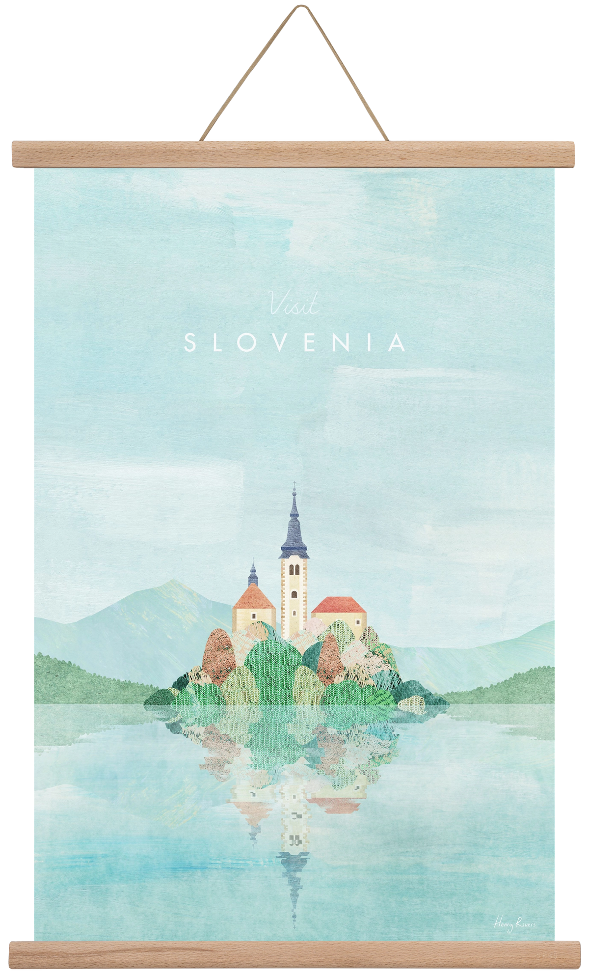 Lake Bled, Slovenia Travel Poster, 40x60 cm (40x60 cm), Tölgy akasztó