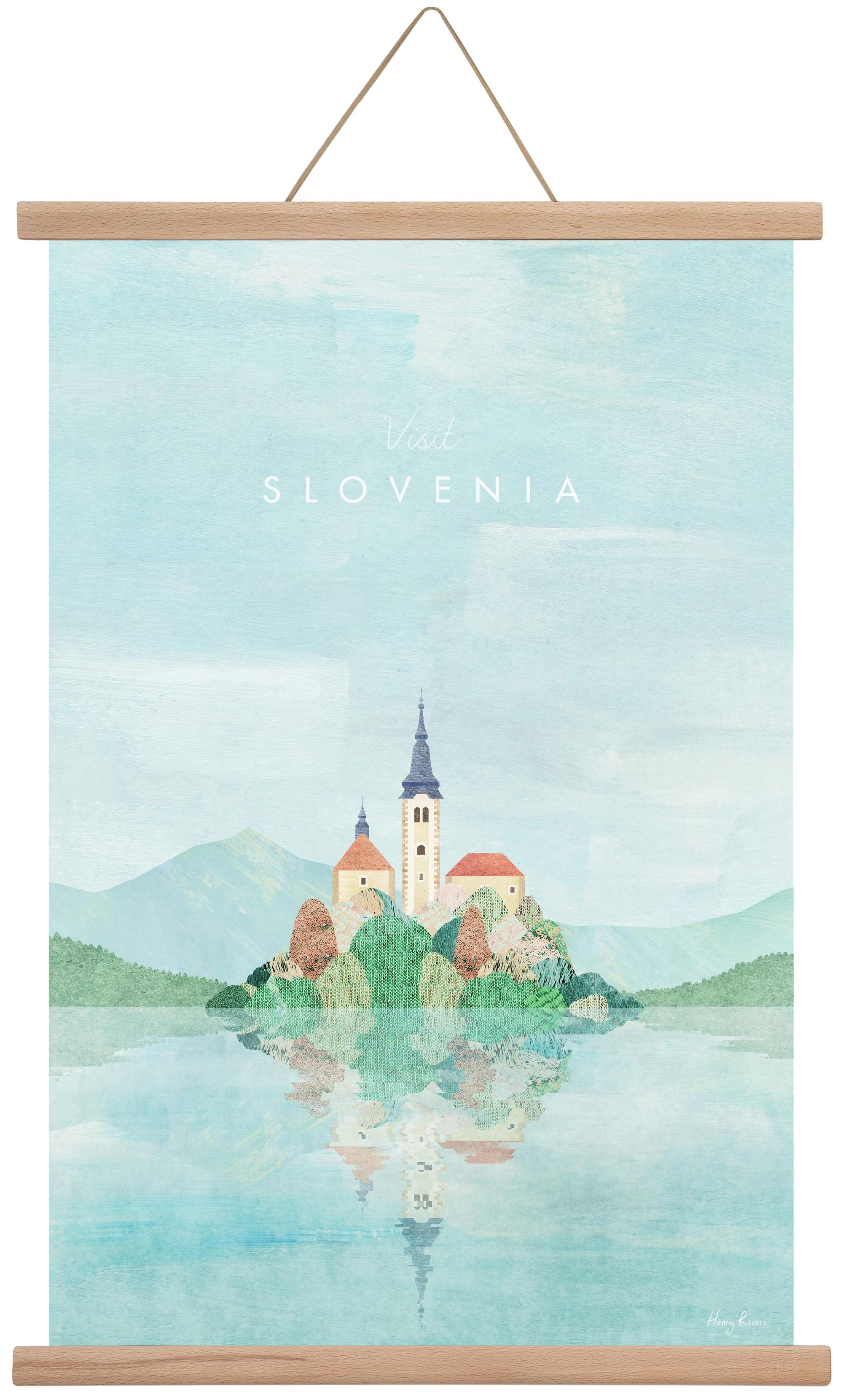 Lake Bled, Slovenia Travel Poster, 40x60 cm (40x60 cm), Tölgy akasztó