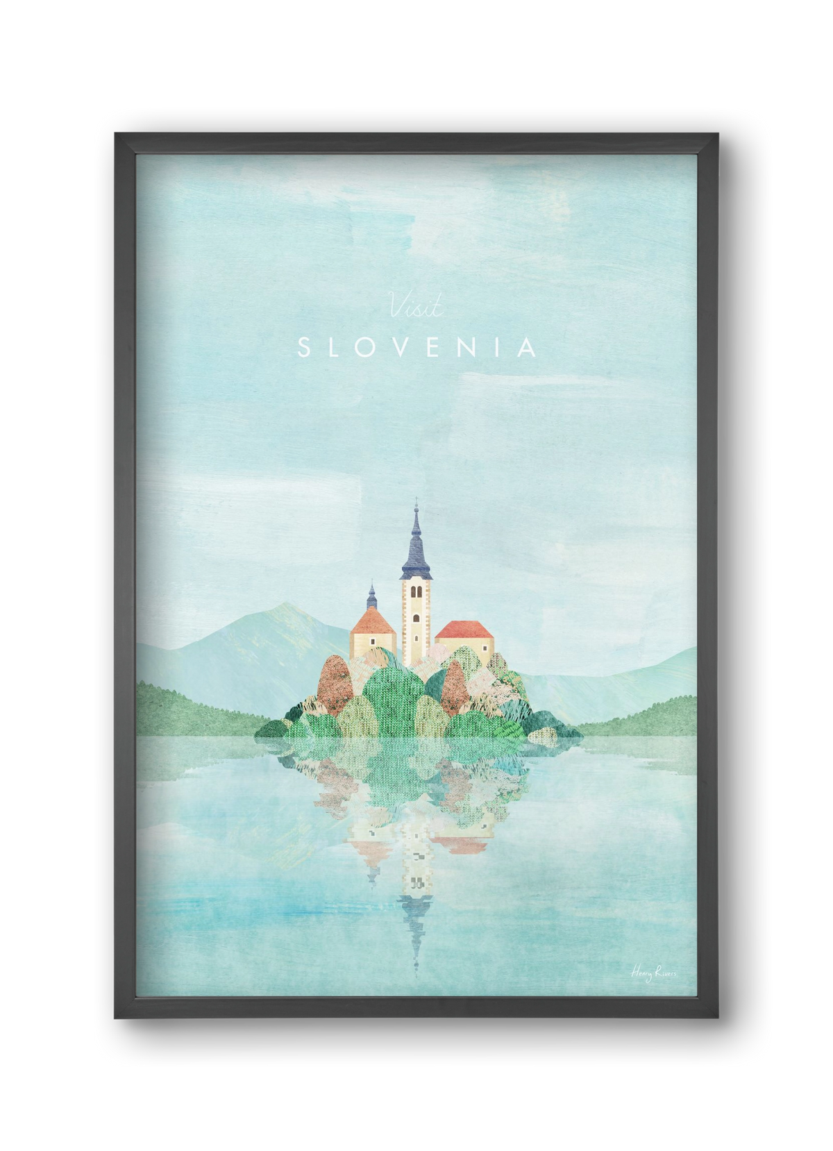 Lake Bled, Slovenia Travel Poster, 30x45 cm (30x45 cm), Fekete keret