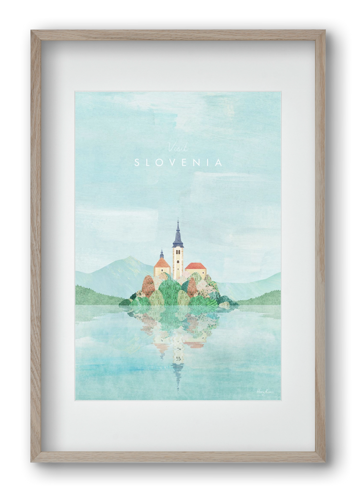 Lake Bled, Slovenia Travel Poster, 40x60 cm (30x45 cm), Tölgy keret, paszpartuval