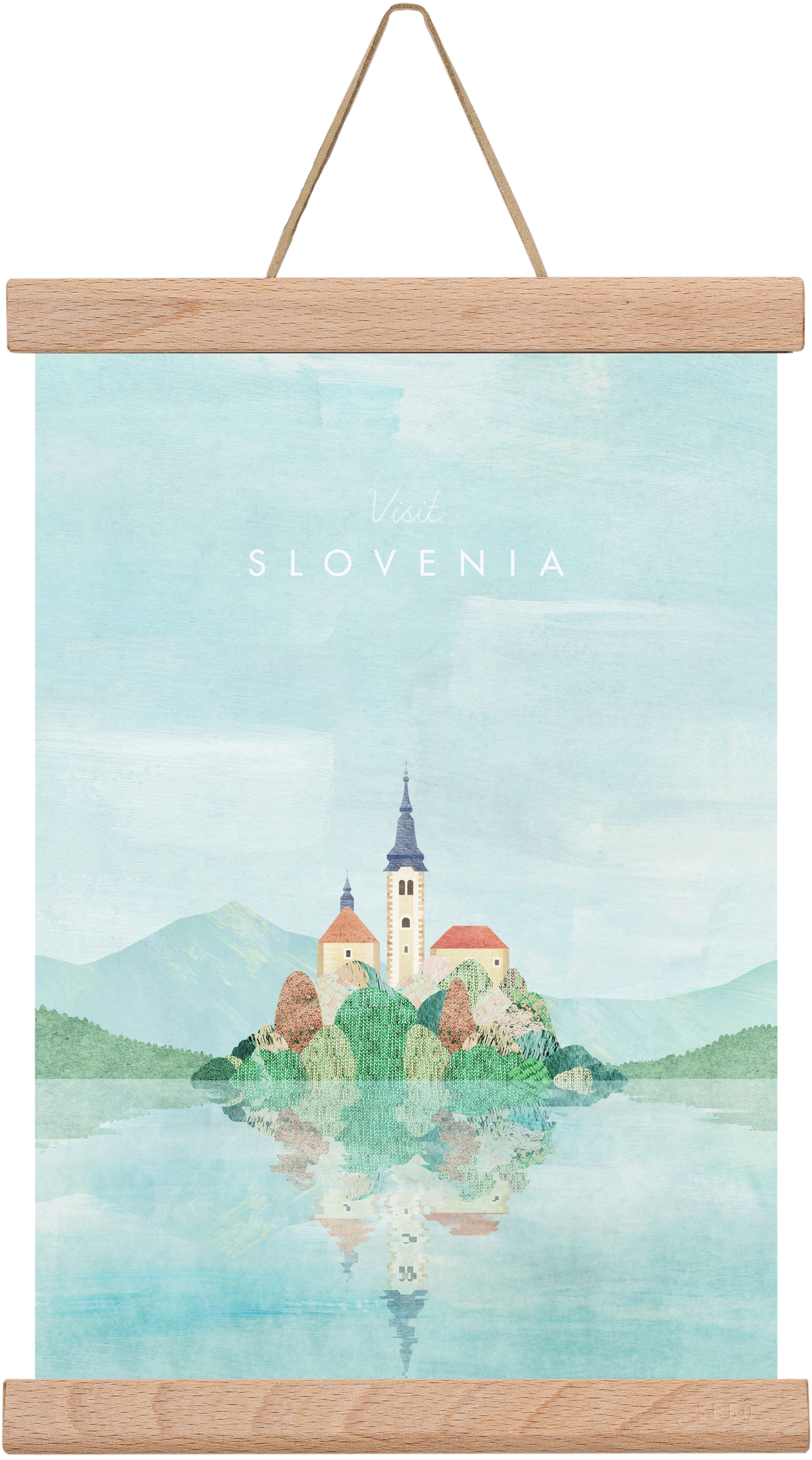 Lake Bled, Slovenia Travel Poster, 20x30 cm (20x30 cm), Tölgy akasztó
