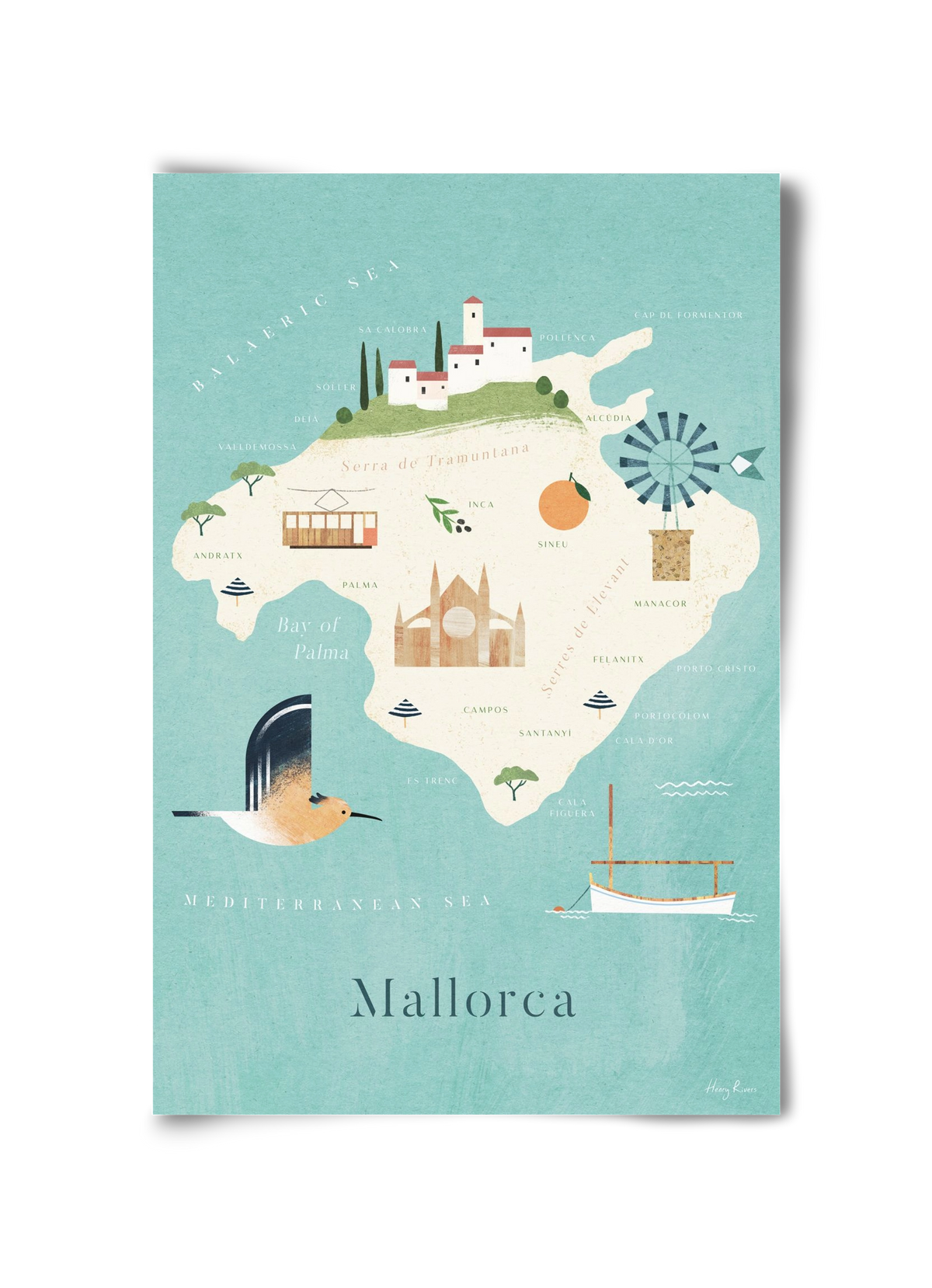 Mallorca Map, 30x45 cm, Keret nélkül