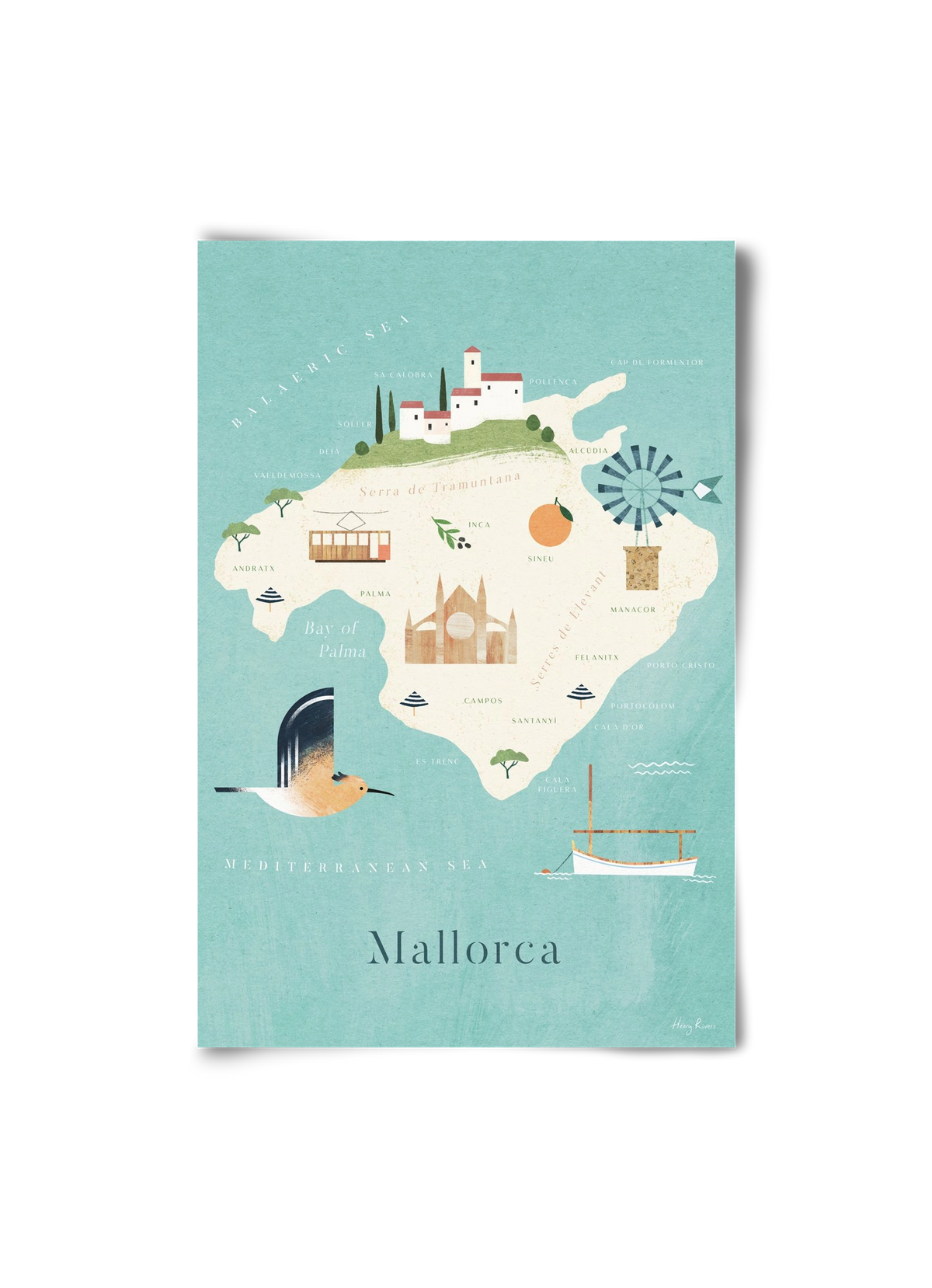 Mallorca Map, 20x30 cm, Keret nélkül