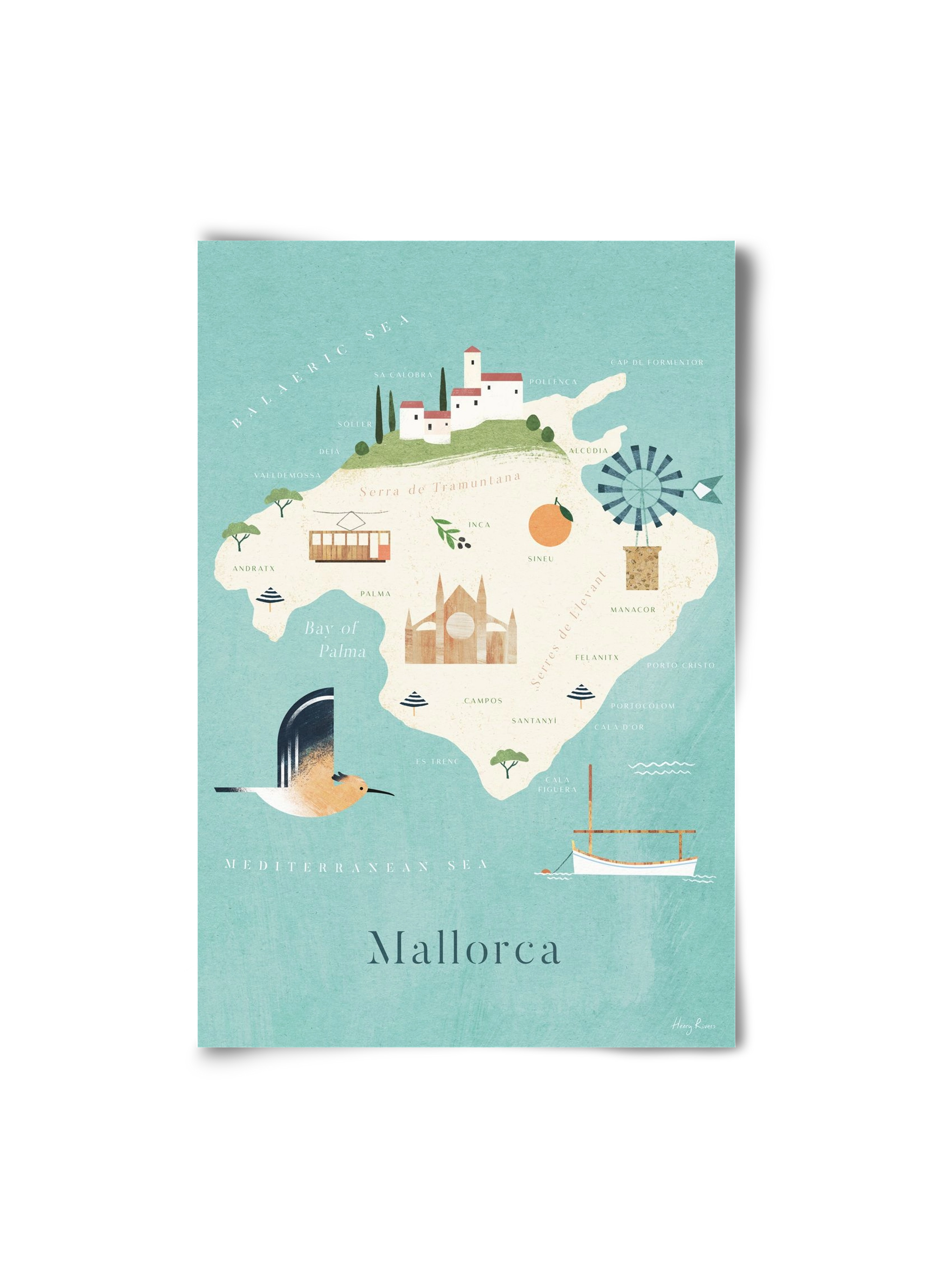 Mallorca Map, 20x30 cm, Keret nélkül