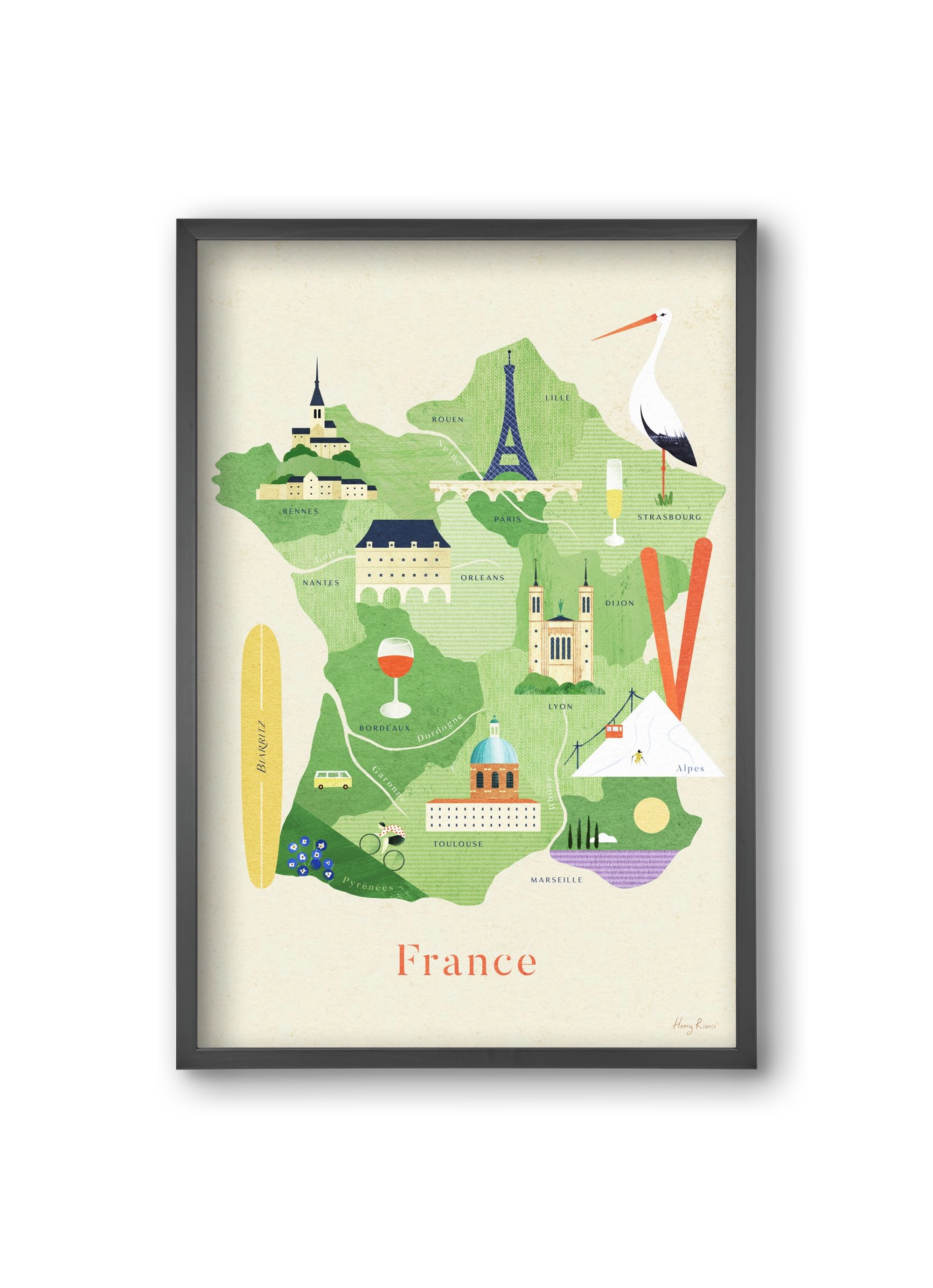France Map, 20x30 cm (20x30 cm), Fekete keret