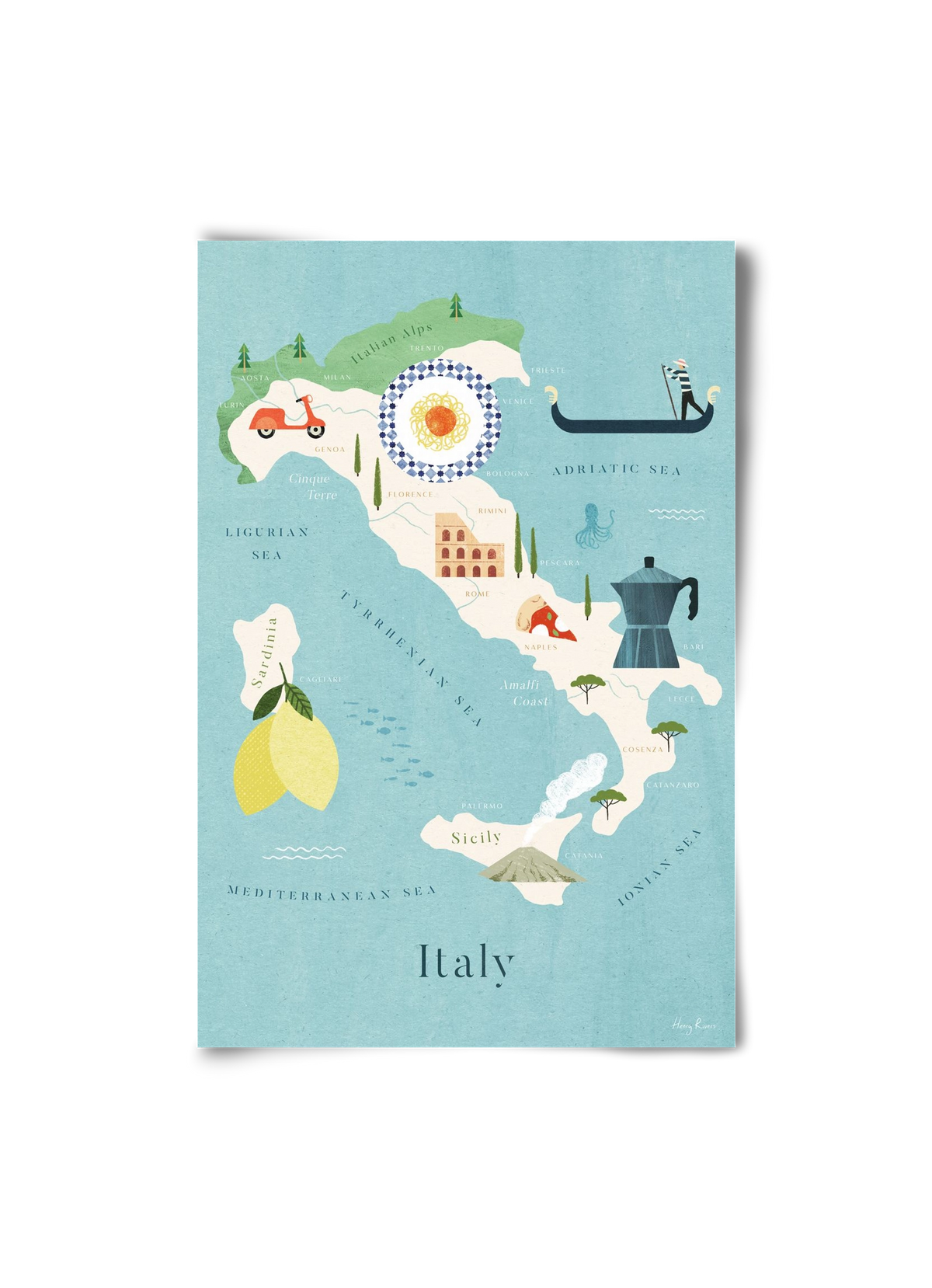 Italy Map, 20x30 cm, Keret nélkül