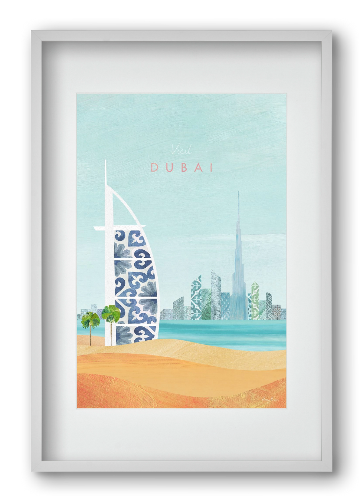 Dubai Travel Poster, 40x60 cm (30x45 cm), Fehér keret, paszpartuval