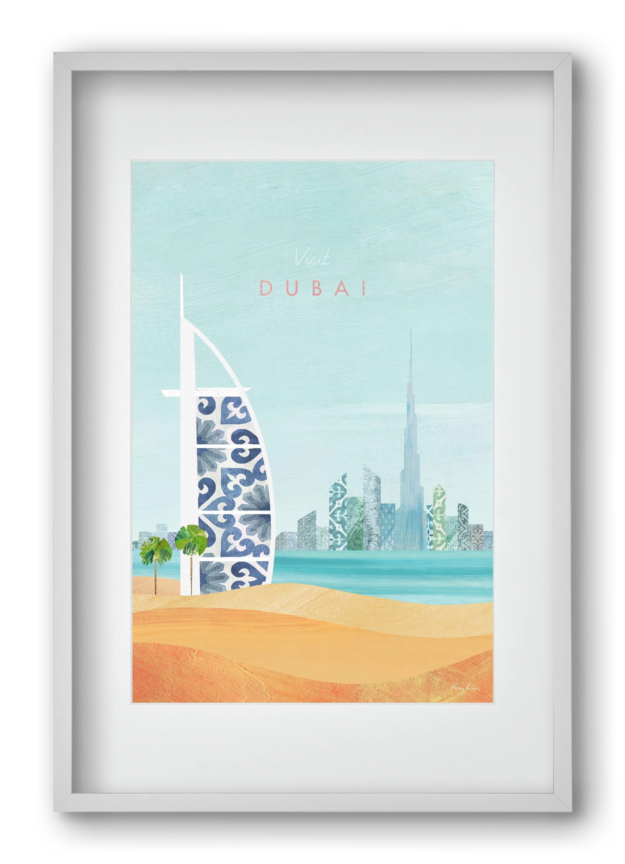 Dubai Travel Poster, 40x60 cm (30x45 cm), Fehér keret, paszpartuval