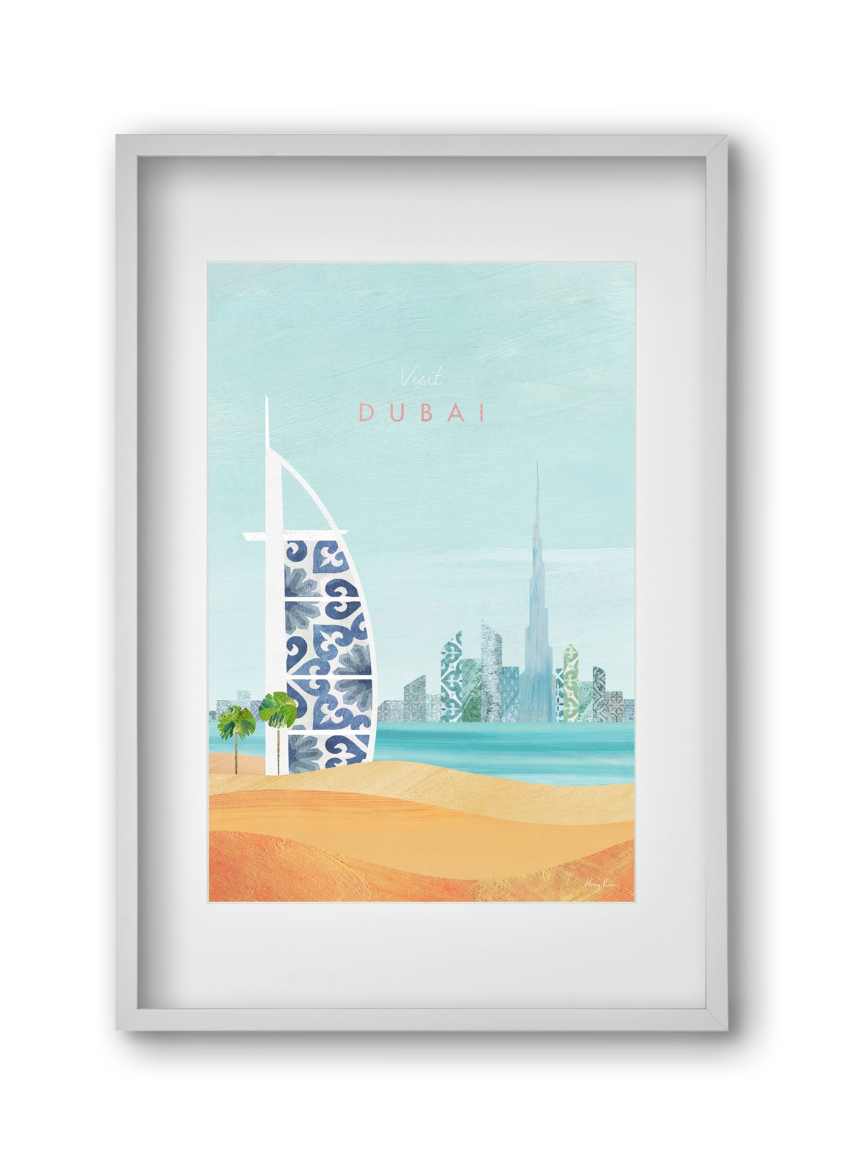 Dubai Travel Poster, 30x45 cm (20x30 cm), Fehér keret, paszpartuval