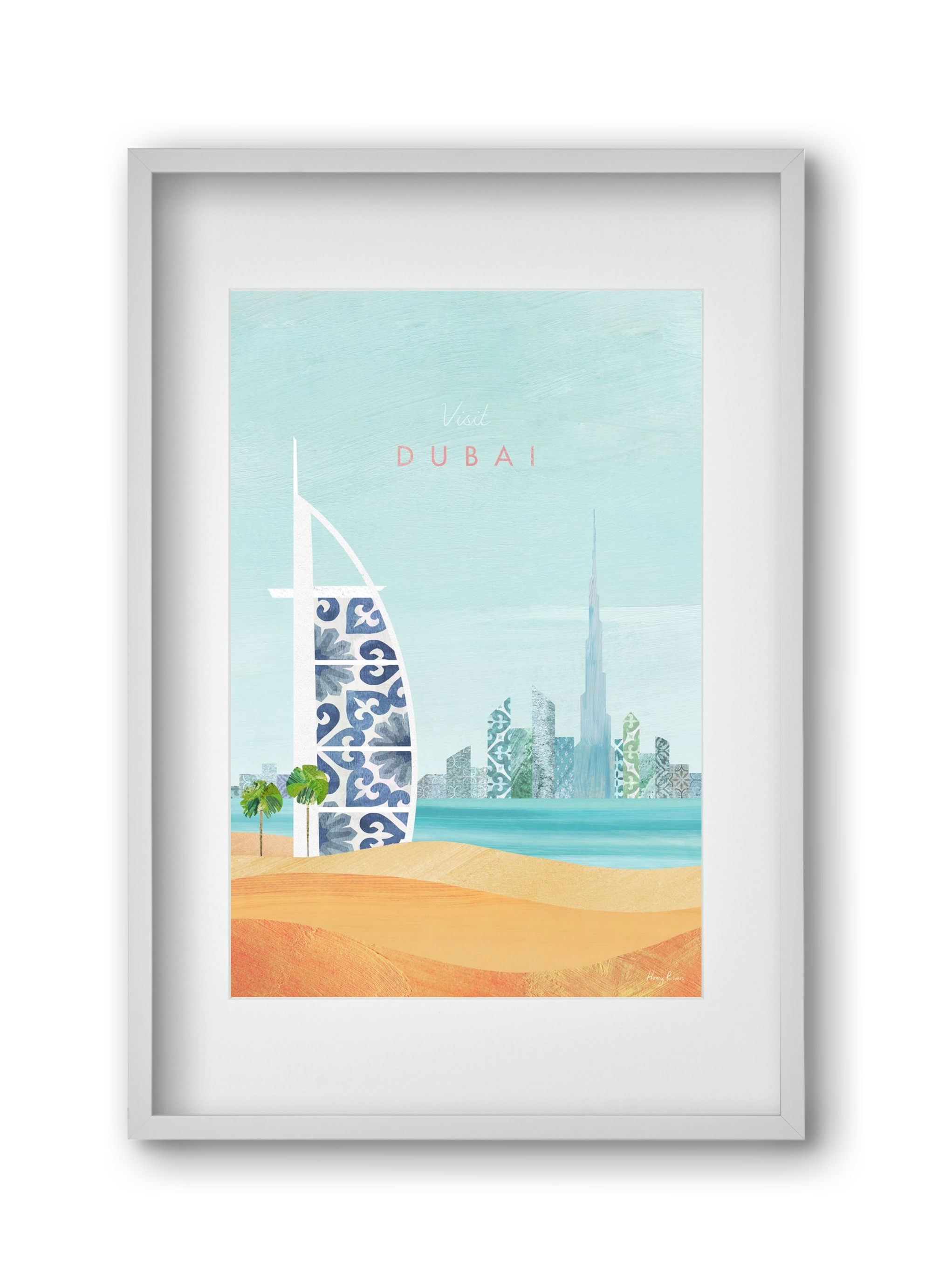 Dubai Travel Poster, 30x45 cm (20x30 cm), Fehér keret, paszpartuval