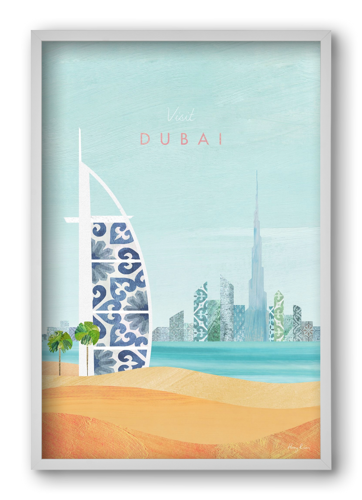 Dubai Travel Poster, 40x60 cm (40x60 cm), Fehér keret