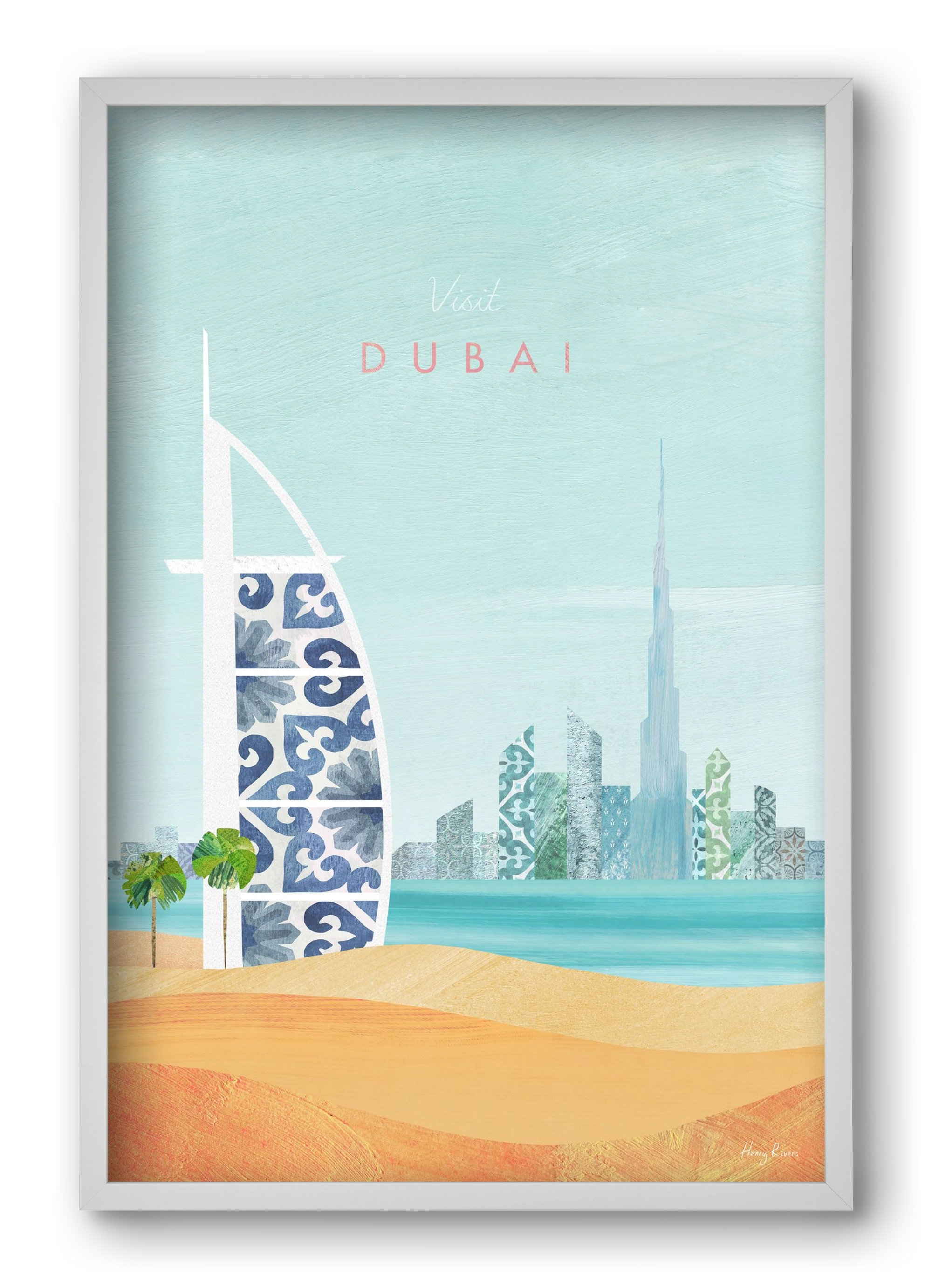 Dubai Travel Poster, 40x60 cm (40x60 cm), Fehér keret