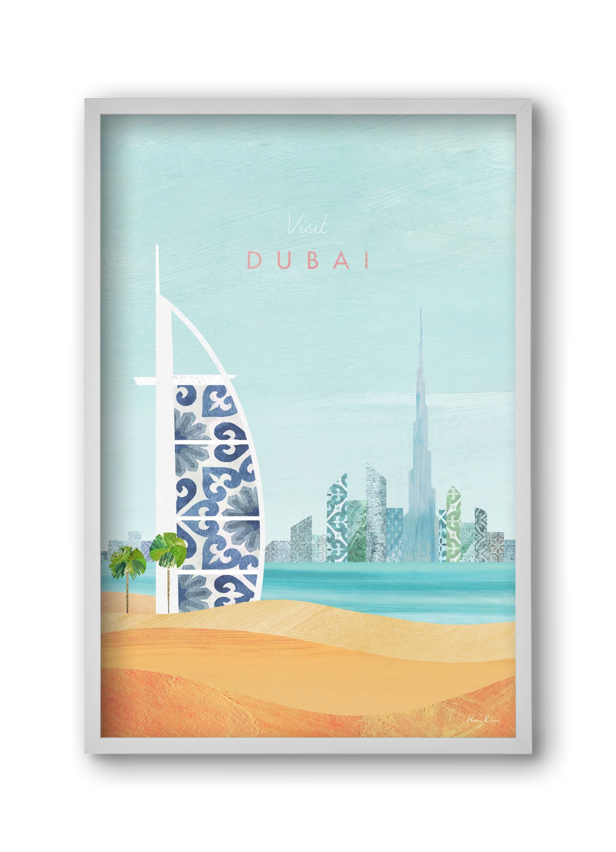 Dubai Travel Poster, 30x45 cm (30x45 cm), Fehér keret