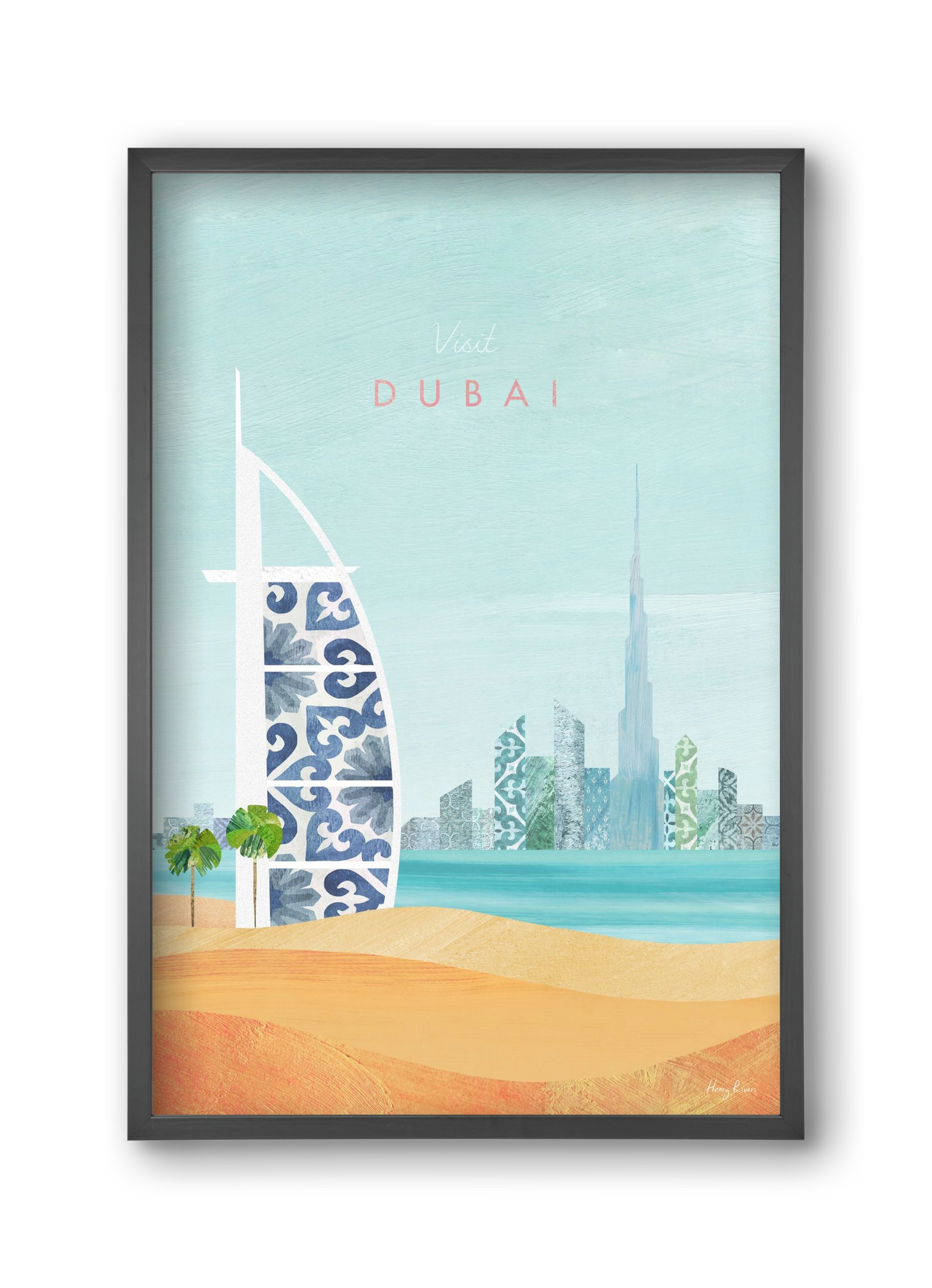 Dubai Travel Poster, 30x45 cm (30x45 cm), Fekete keret