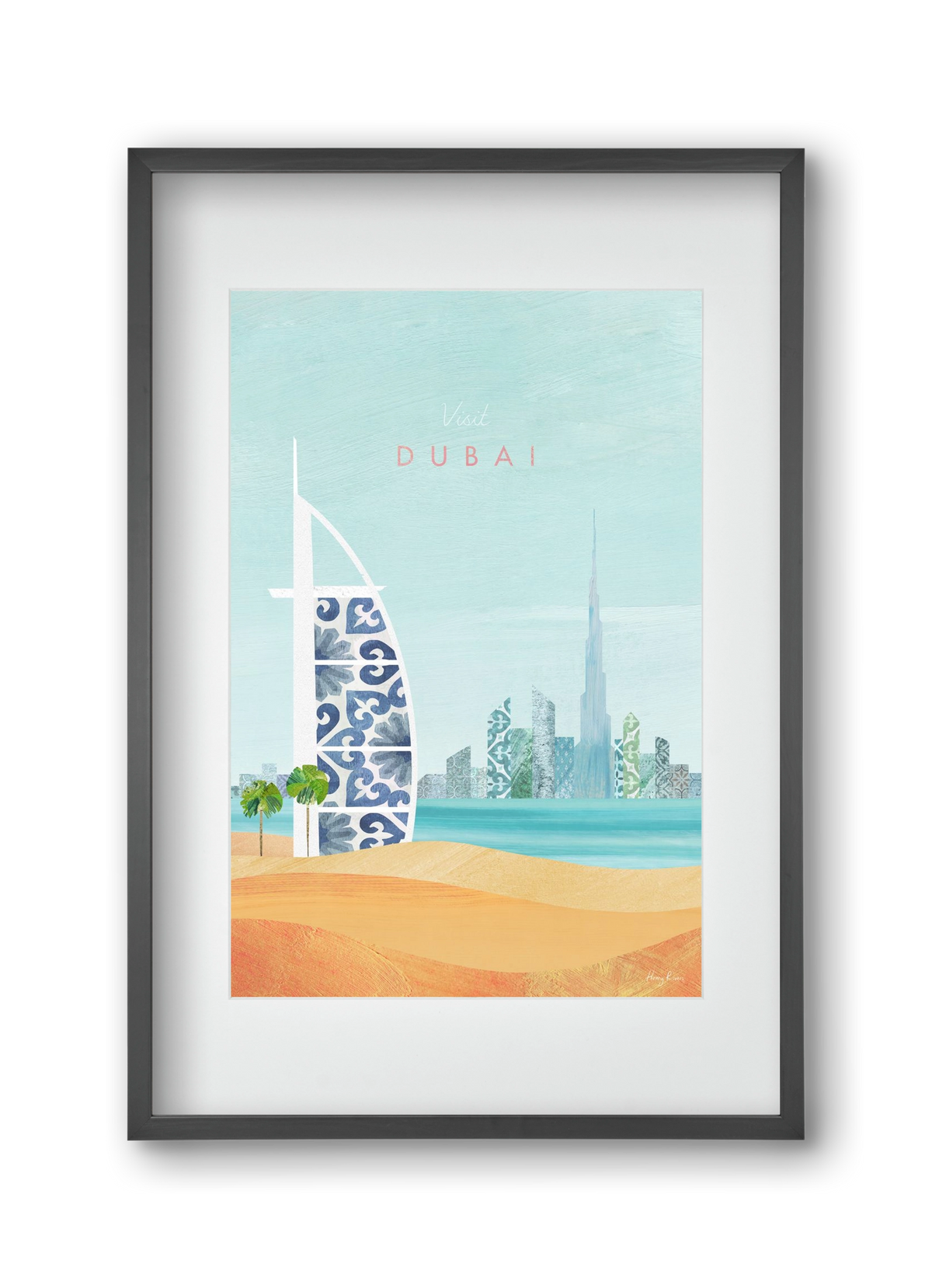 Dubai Travel Poster, 30x45 cm (20x30 cm), Fekete keret, paszpartuval