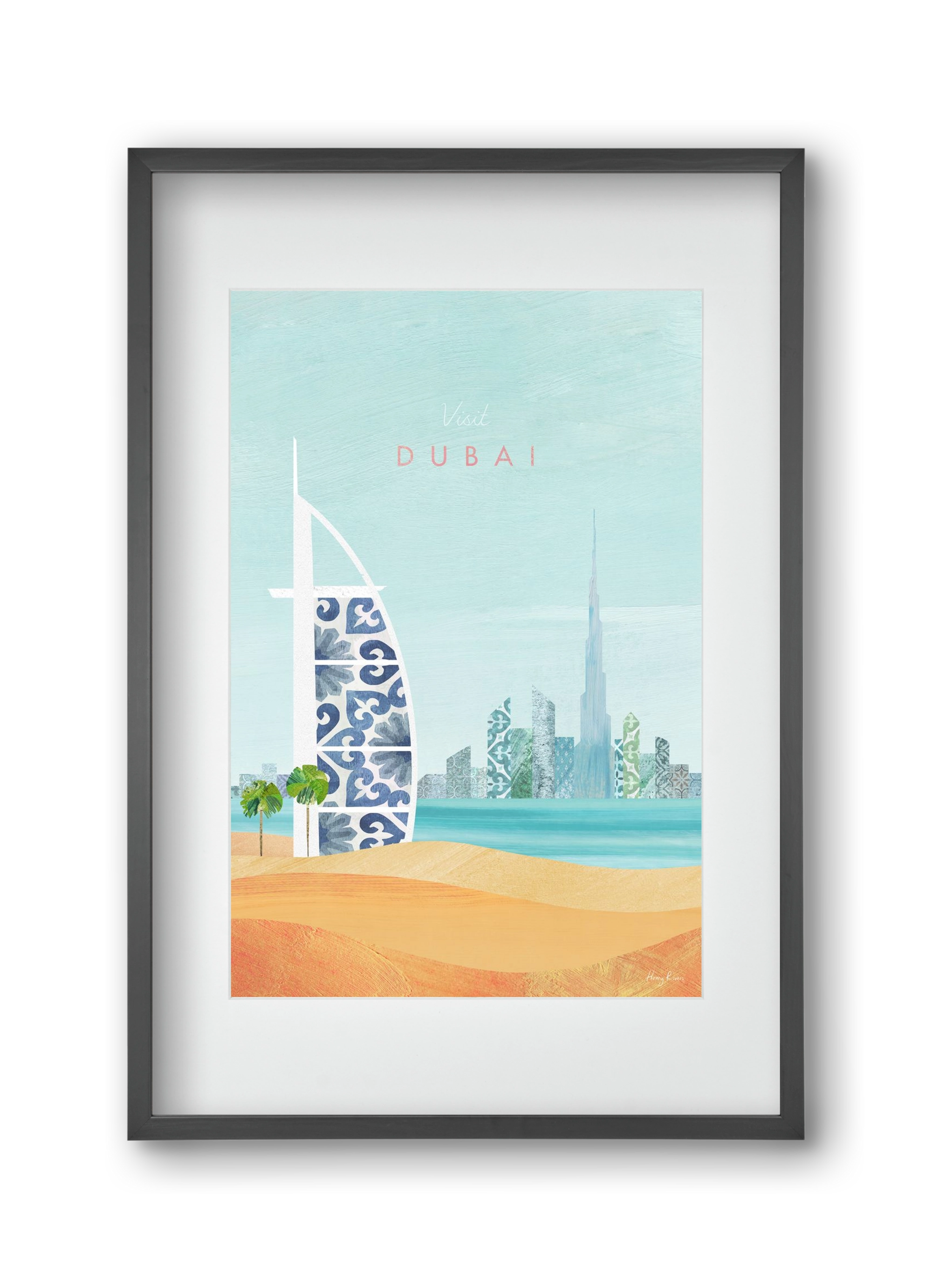 Dubai Travel Poster, 30x45 cm (20x30 cm), Fekete keret, paszpartuval