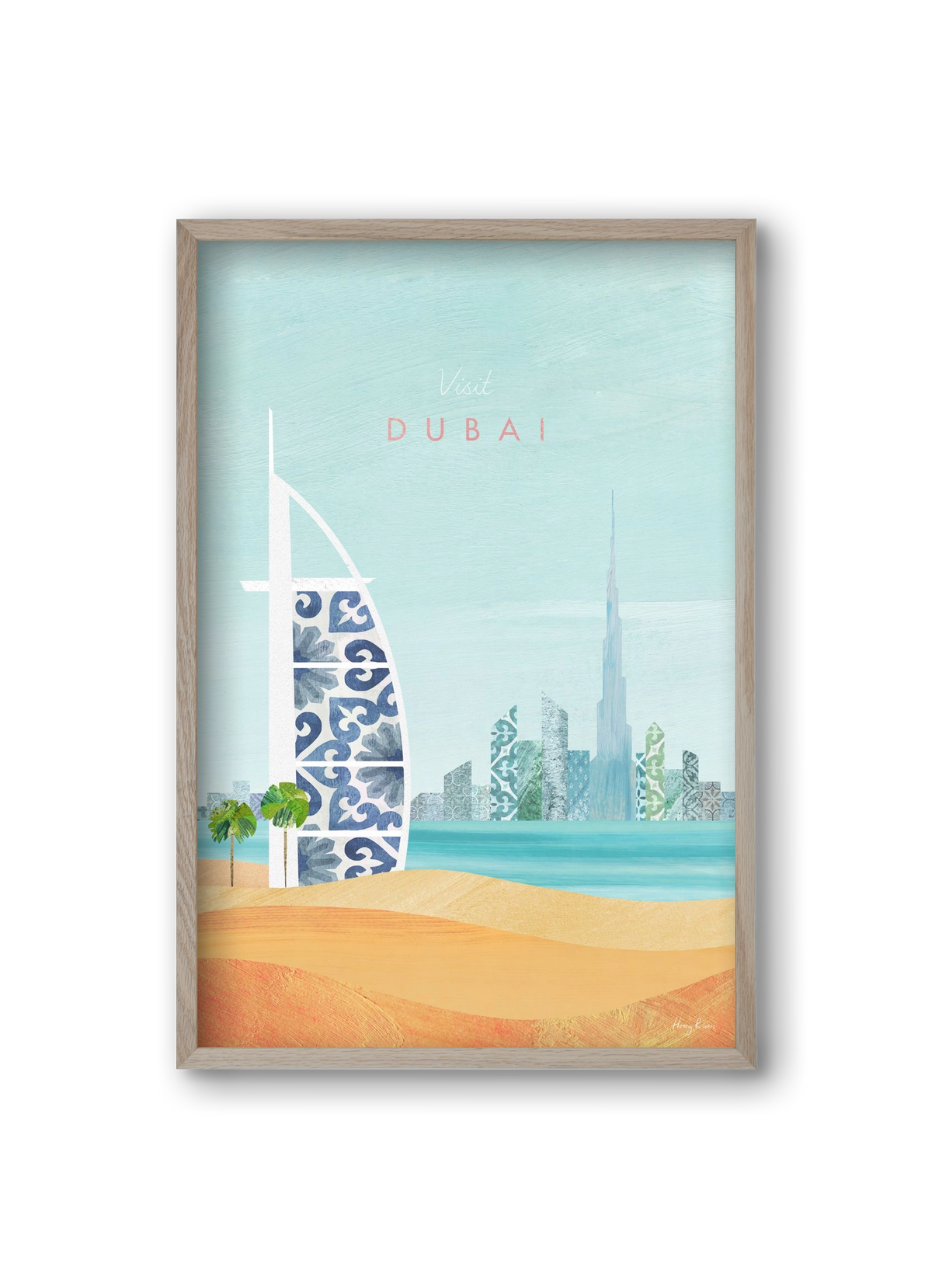 Dubai Travel Poster, 20x30 cm (20x30 cm), Tölgy keret