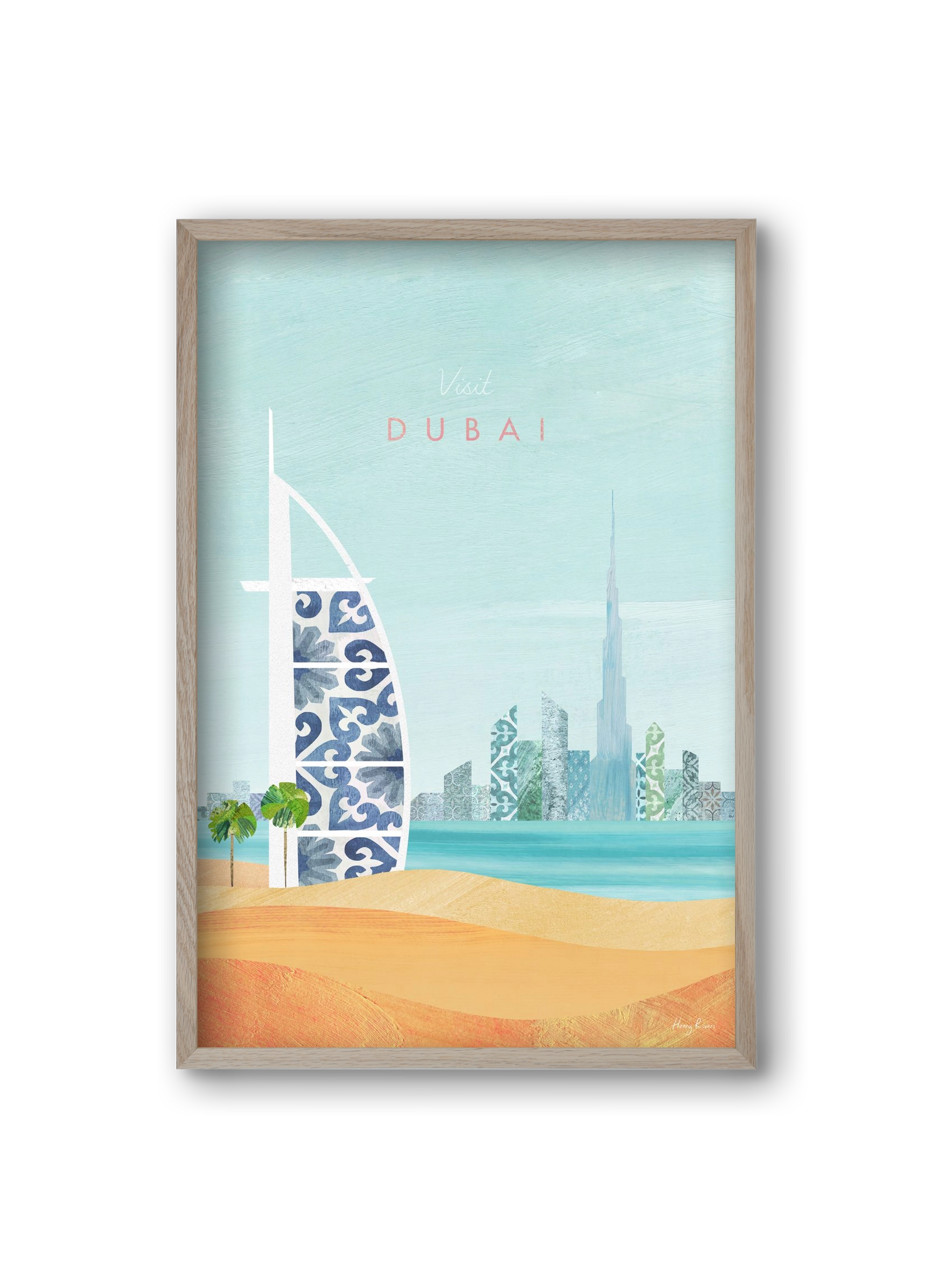 Dubai Travel Poster, 20x30 cm (20x30 cm), Tölgy keret