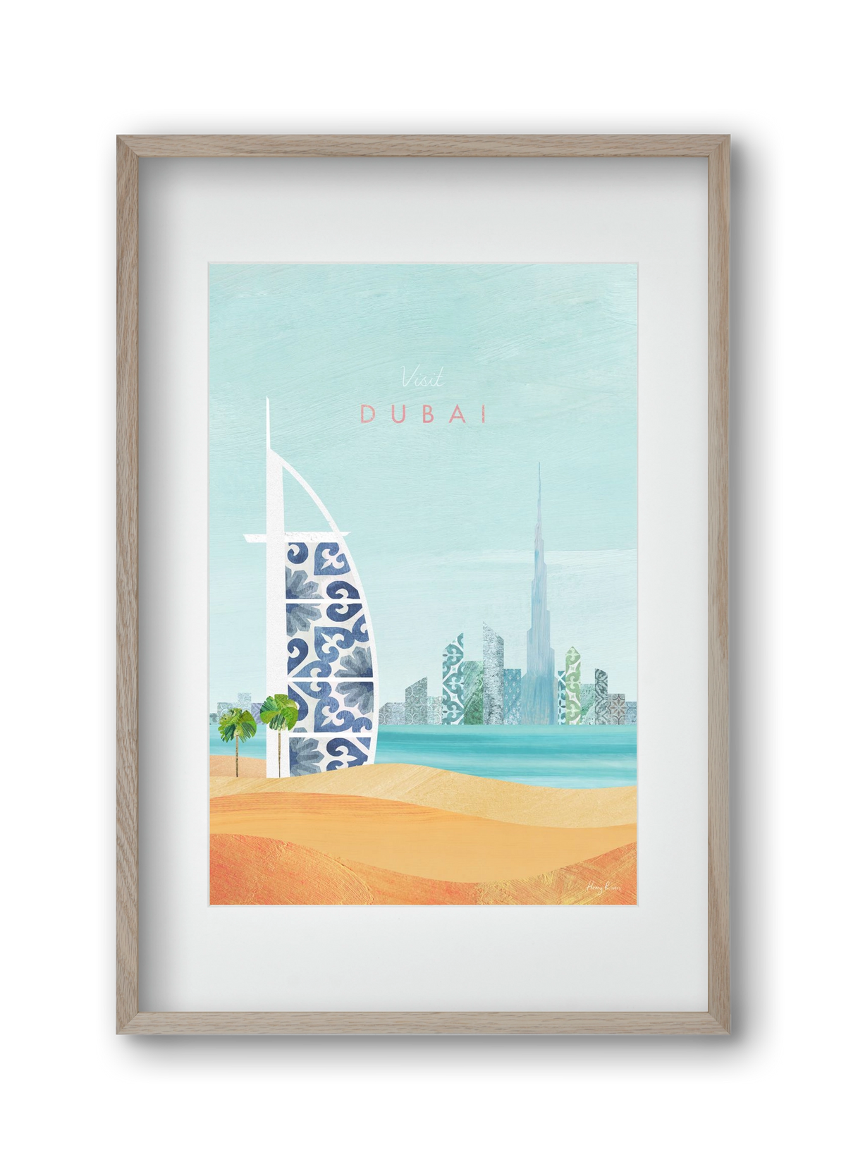 Dubai Travel Poster, 30x45 cm (20x30 cm), Tölgy keret, paszpartuval