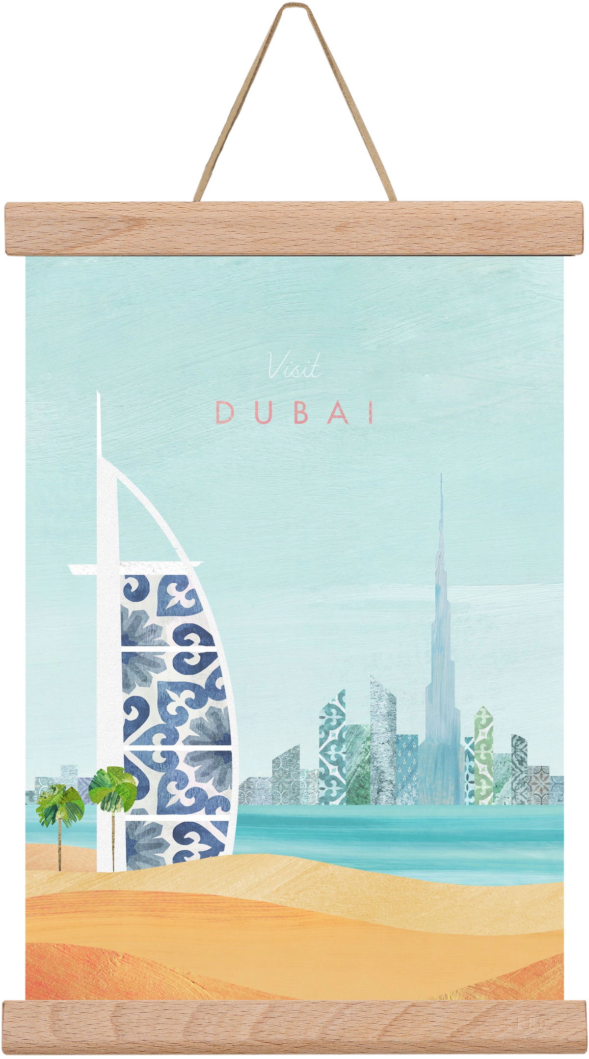 Dubai Travel Poster, 20x30 cm (20x30 cm), Tölgy akasztó