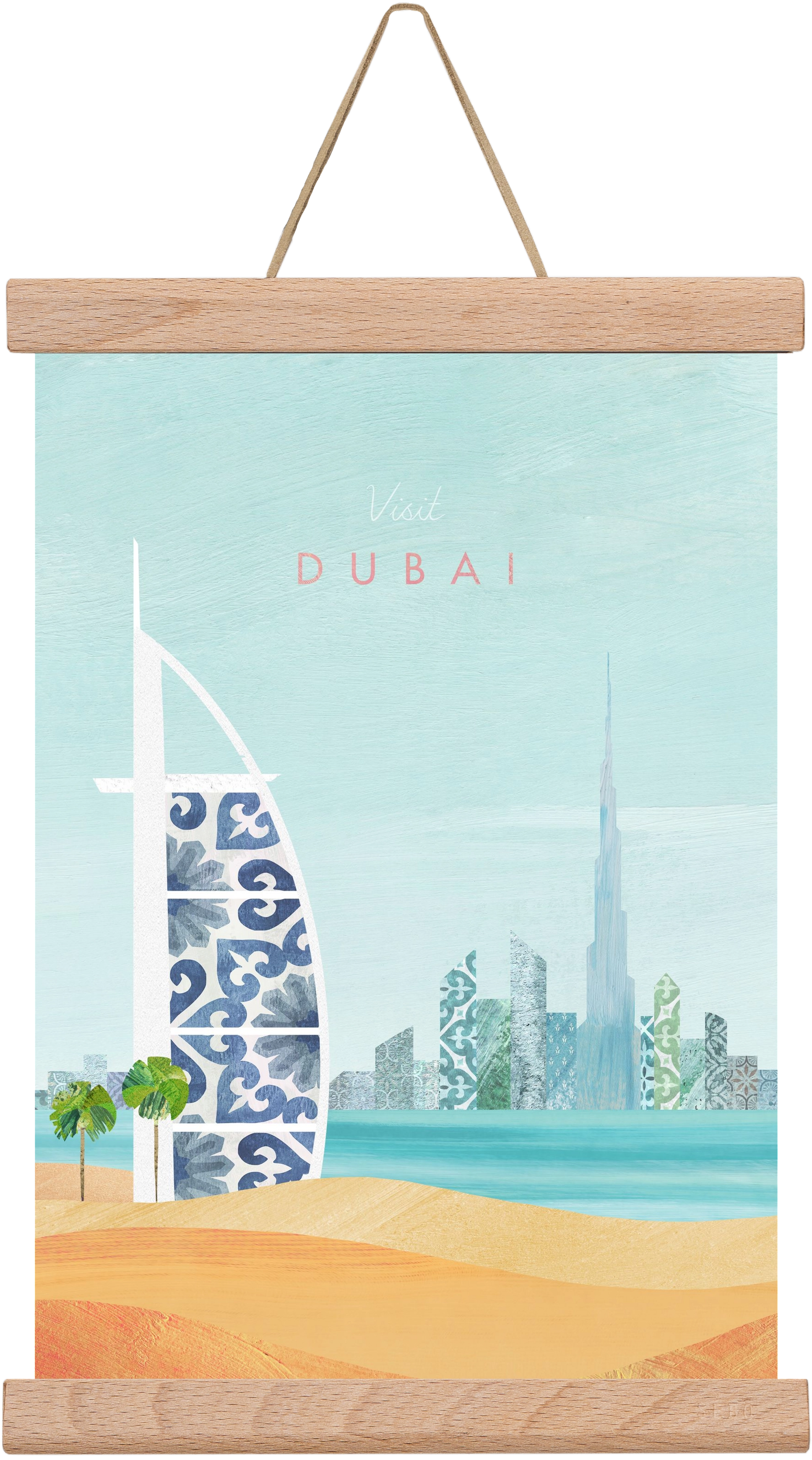 Dubai Travel Poster, 20x30 cm (20x30 cm), Tölgy akasztó