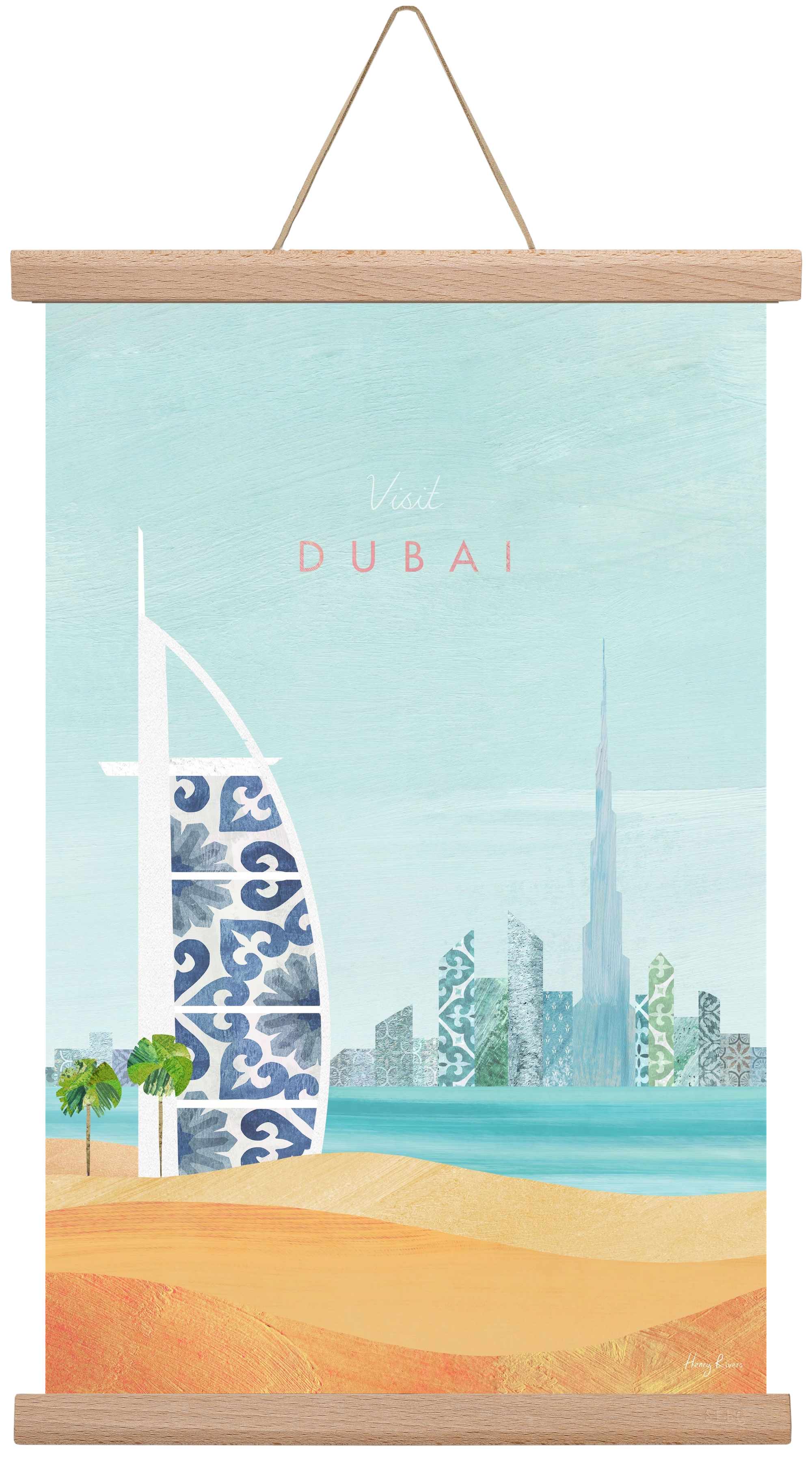 Dubai Travel Poster, 30x45 cm (30x45 cm), Tölgy akasztó
