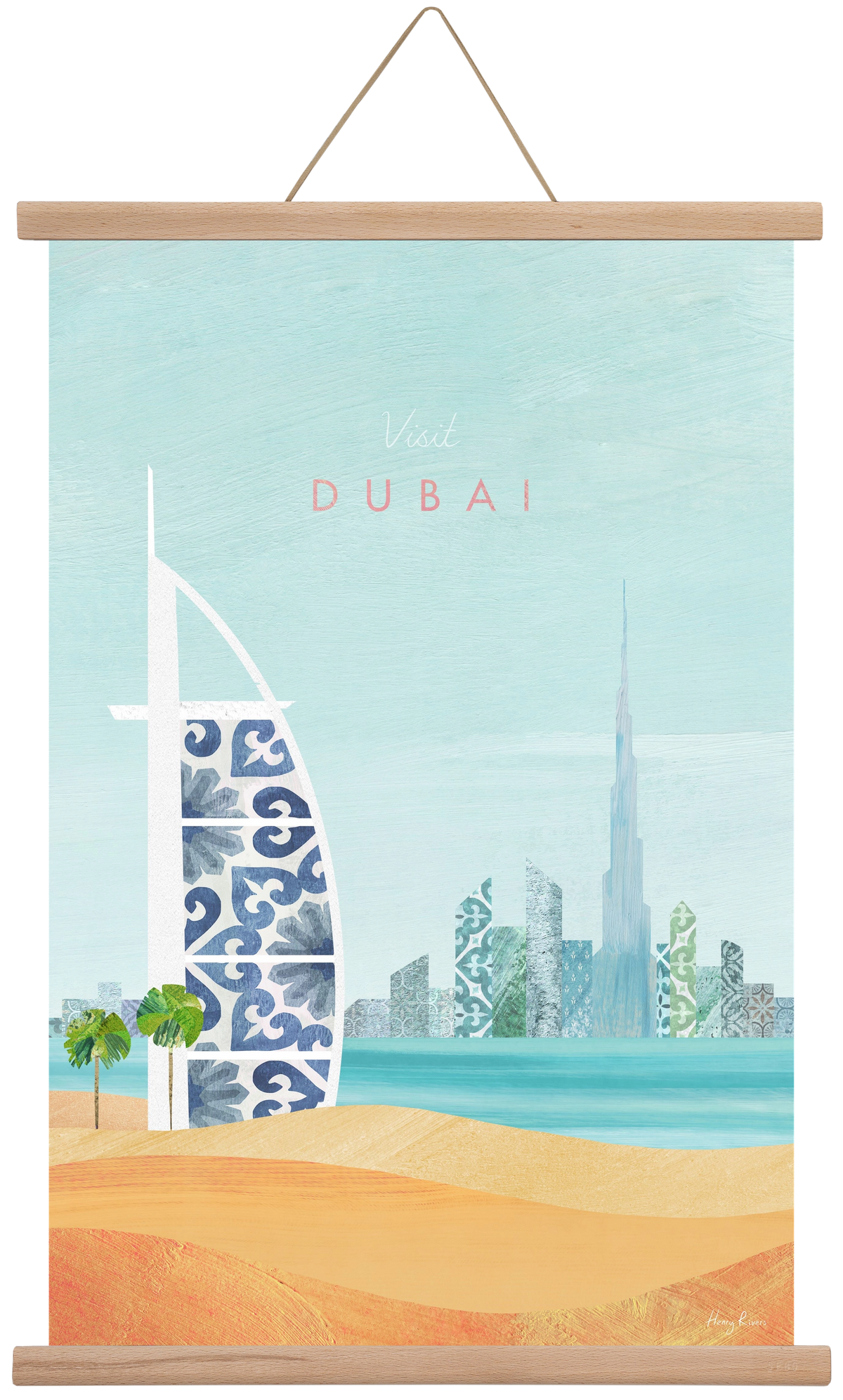 Dubai Travel Poster, 40x60 cm (40x60 cm), Tölgy akasztó